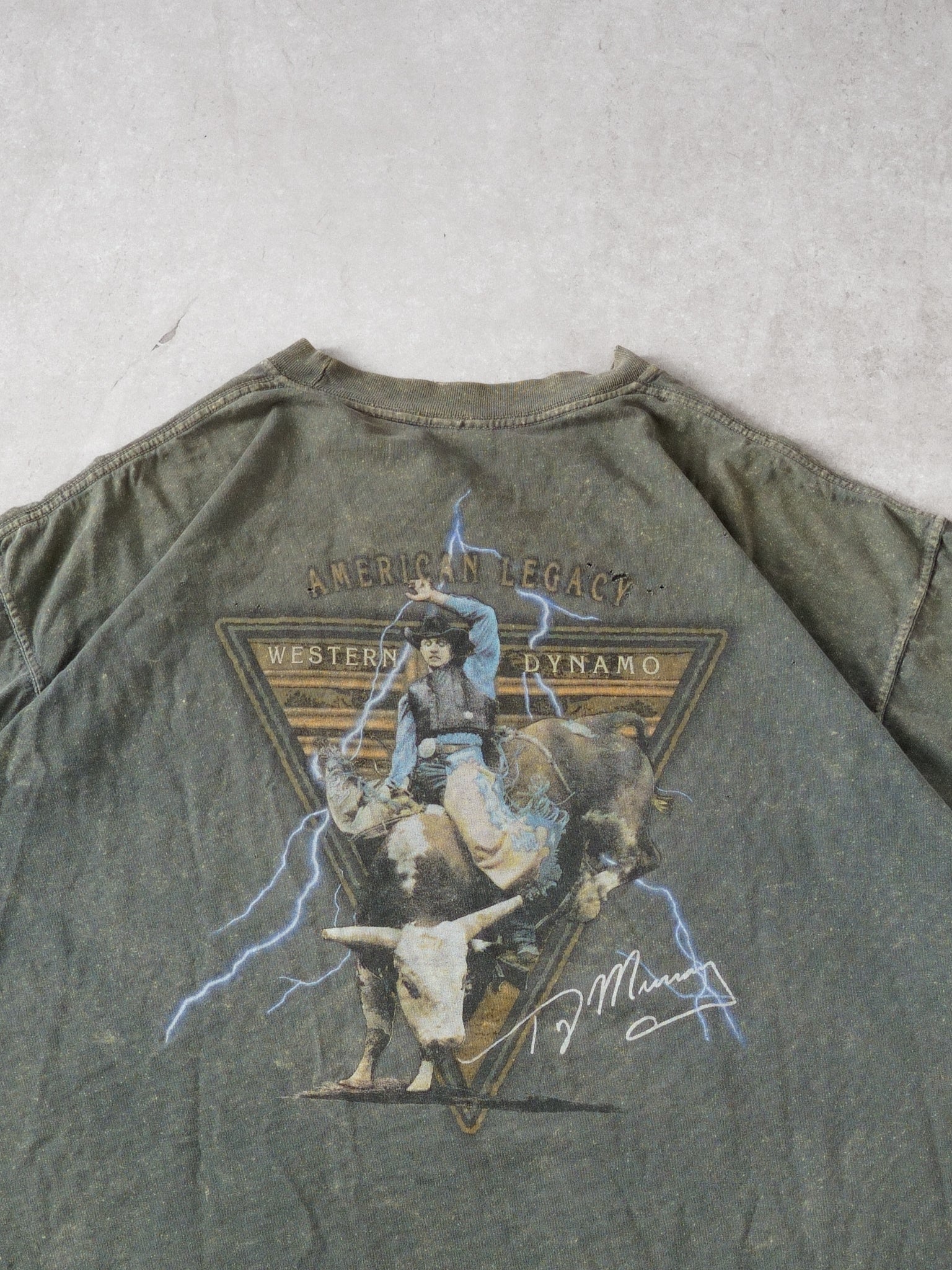 Vintage 90s Washed Moss Green Wrangler Emblem Tee (L)