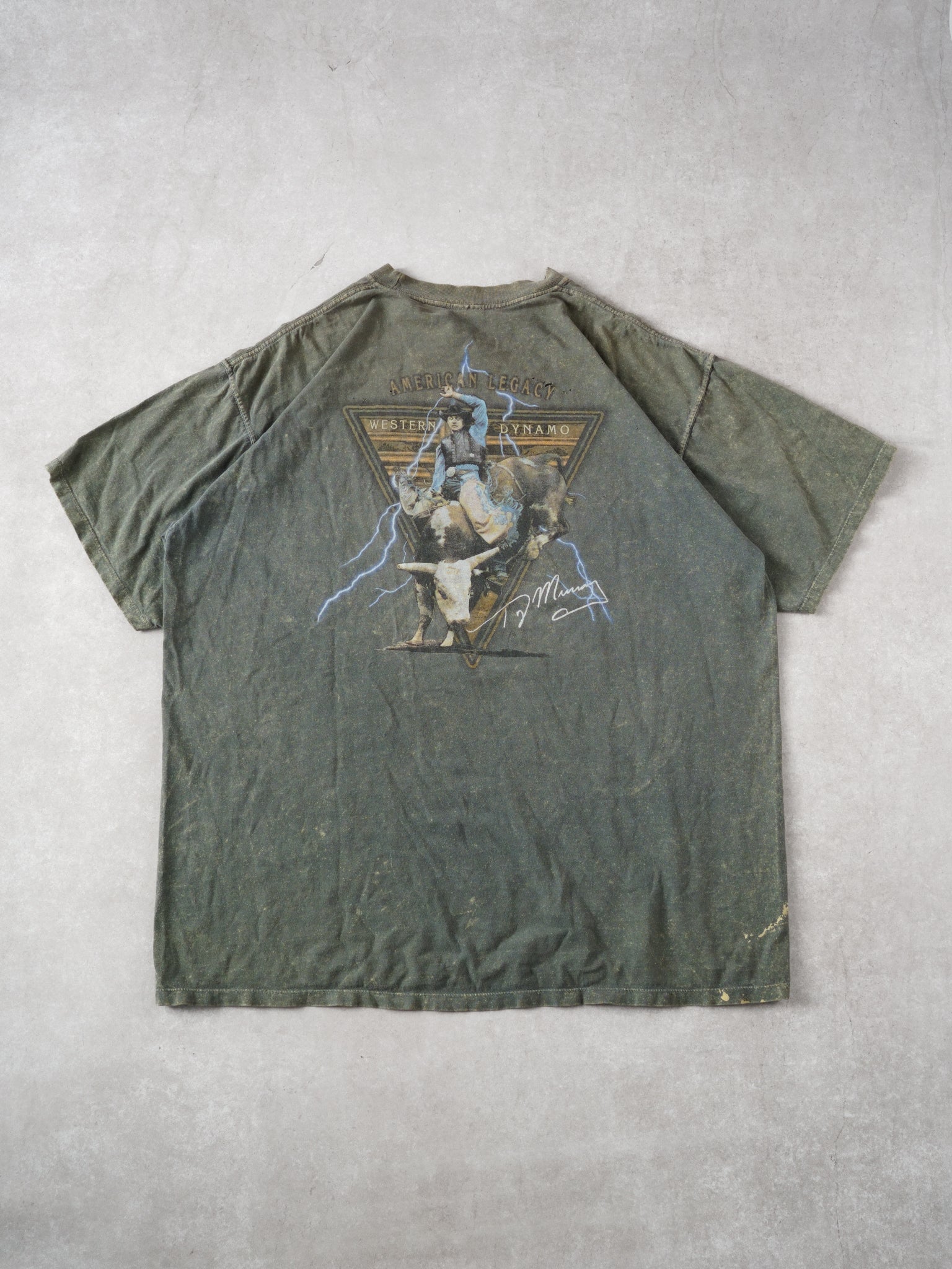 Vintage 90s Washed Moss Green Wrangler Emblem Tee (L)