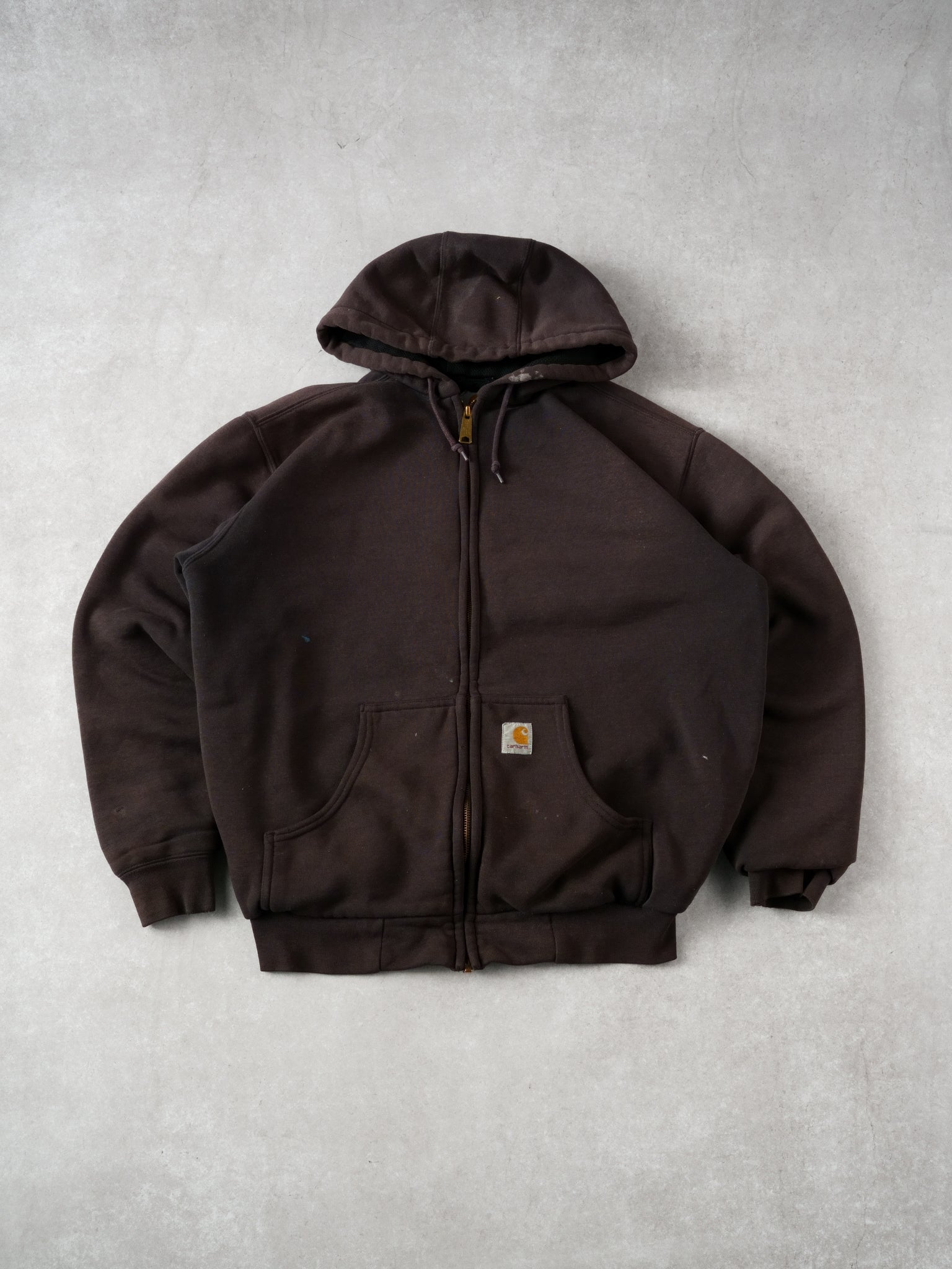 Vintage 90s Brown Carhartt Hooded Workwear Zipup (L)