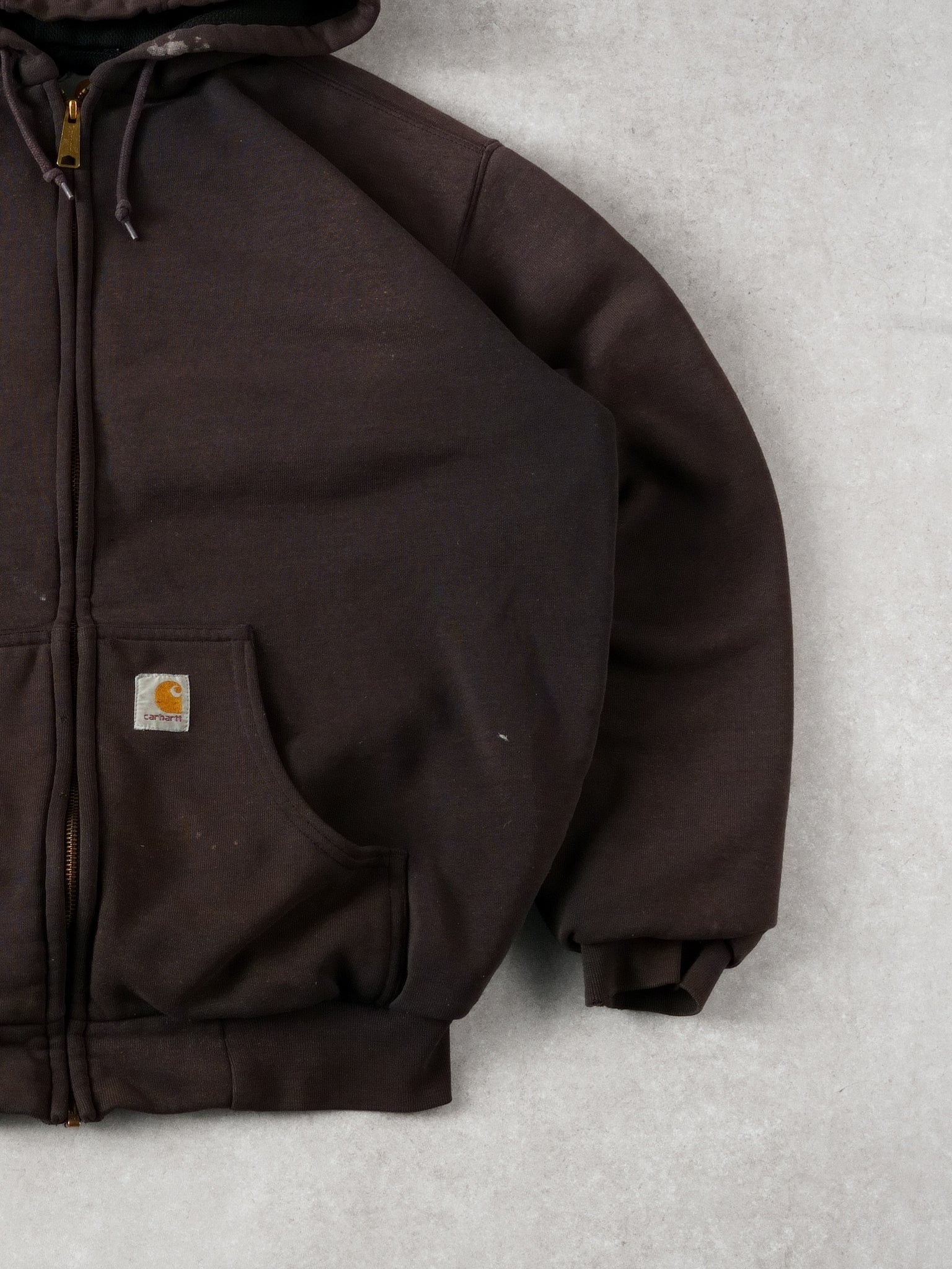 Vintage 90s Brown Carhartt Hooded Workwear Zipup (L)