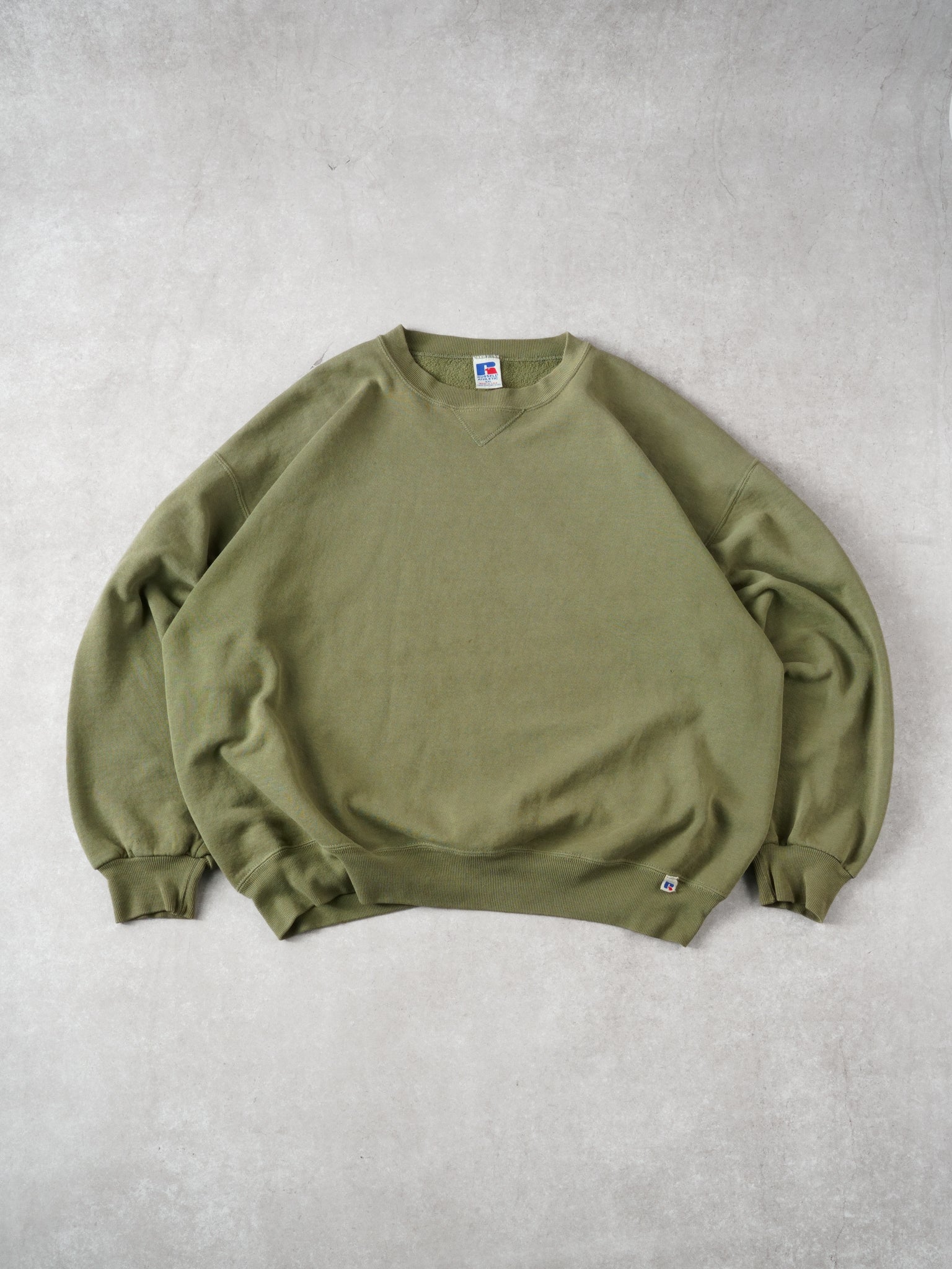 Vintage 90s Light Moss Green Russell Athletics Crewneck (XL)