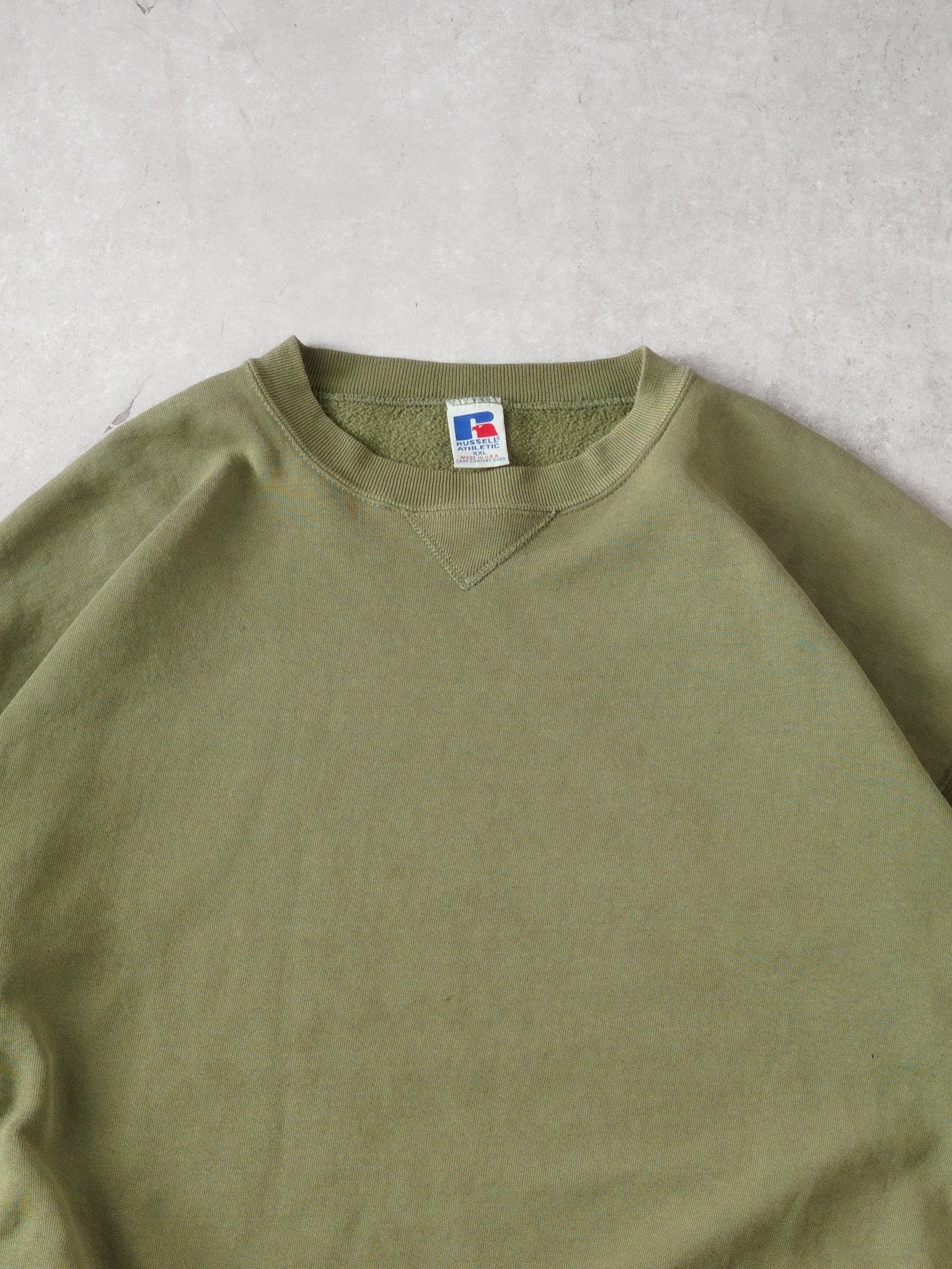 Vintage 90s Light Moss Green Russell Athletics Crewneck (XL)