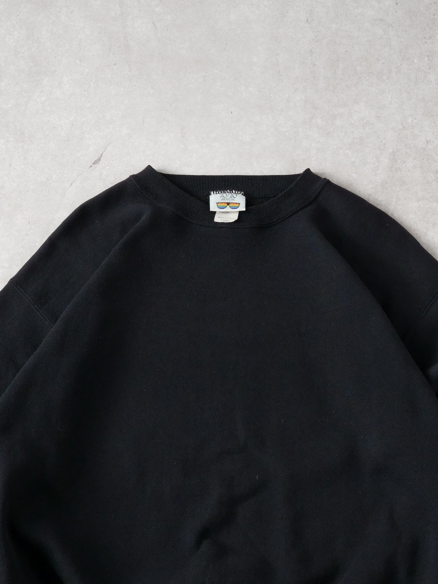 Vintage 90s Washed Black 20/20 Sports Crewneck (L)