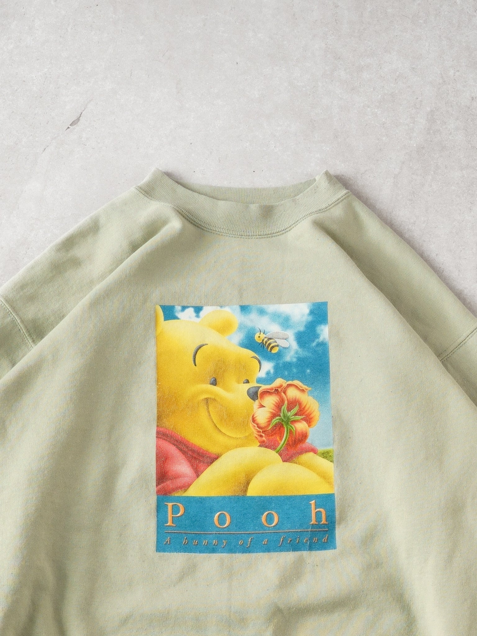 Vintage Washed Lime Winnie The Pooh Disney Crewneck (M)