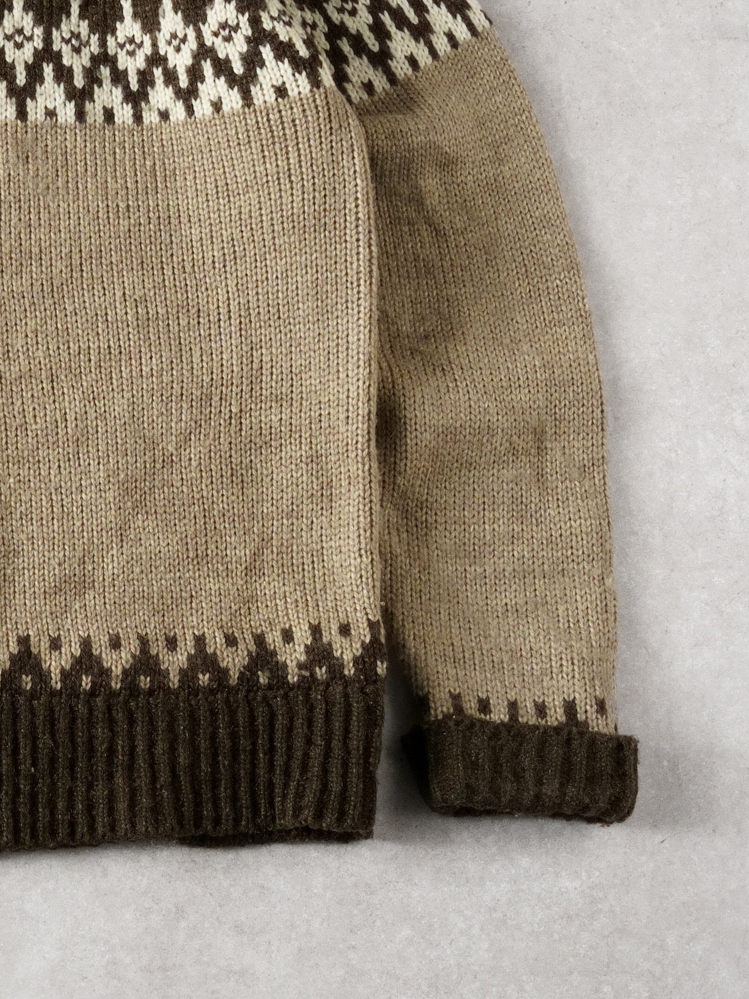 Vintage 90s Brown and Beige Patterned Knit Crewneck (S/M)