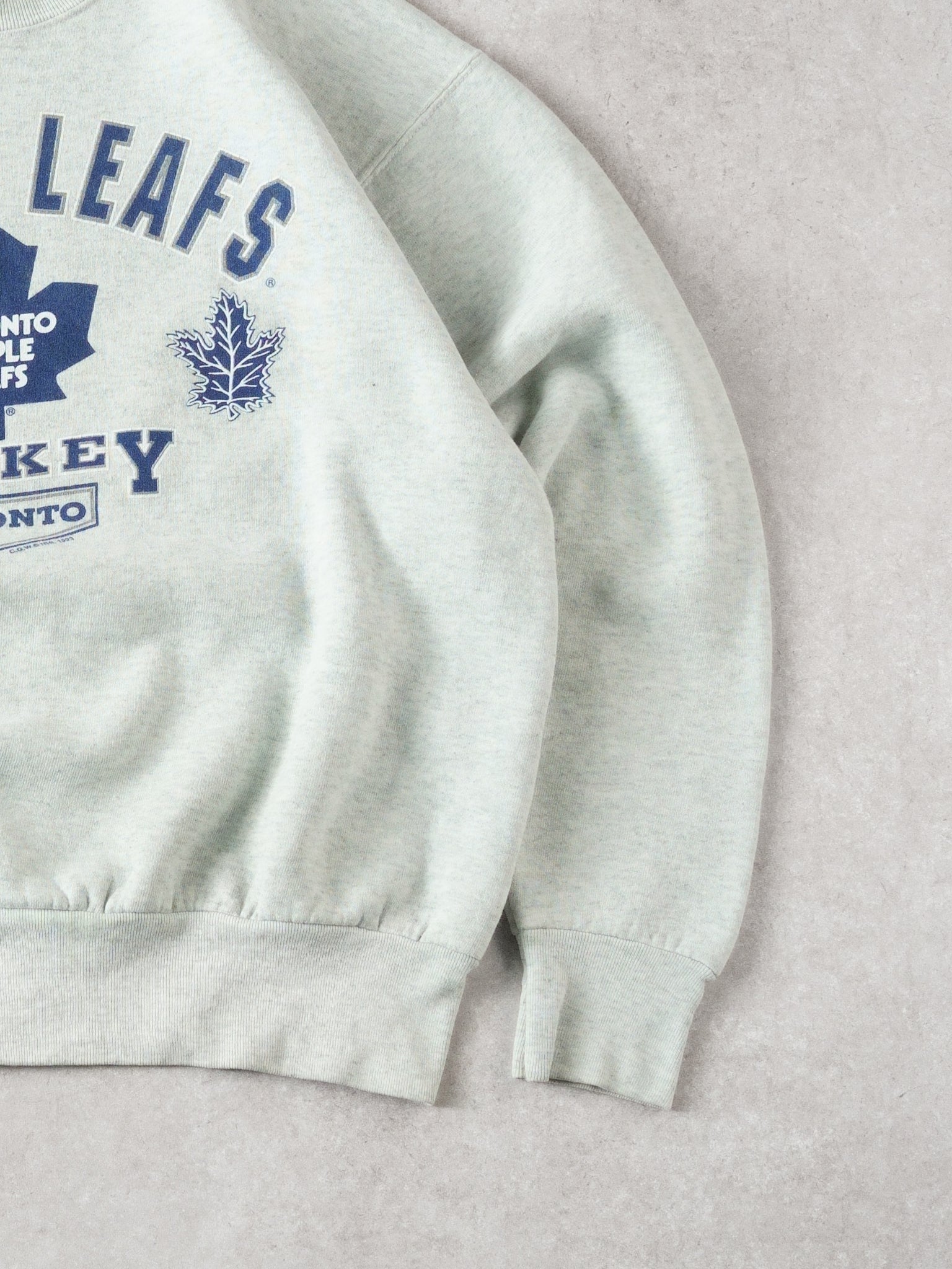 Vintage 93' Grey Toronto Maple Leaf Hockey Graphic Crewneck (L)