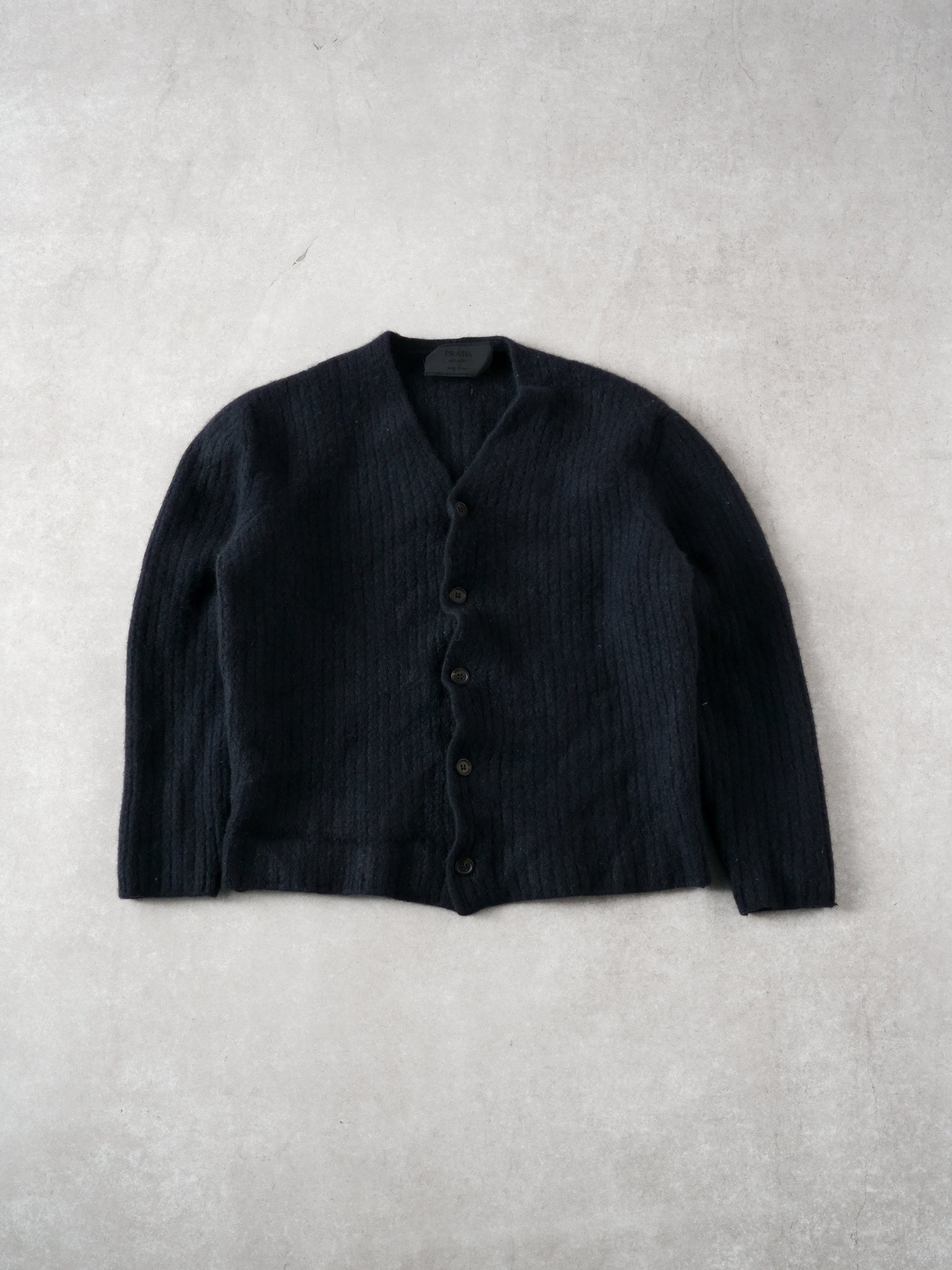 Vintage 90s Dark Navy Prada Mohair Wool Sweater (XS)