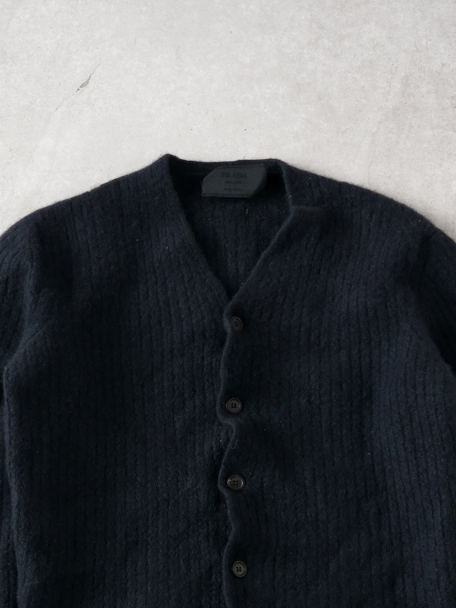 Vintage 90s Dark Navy Prada Mohair Wool Sweater (XS)