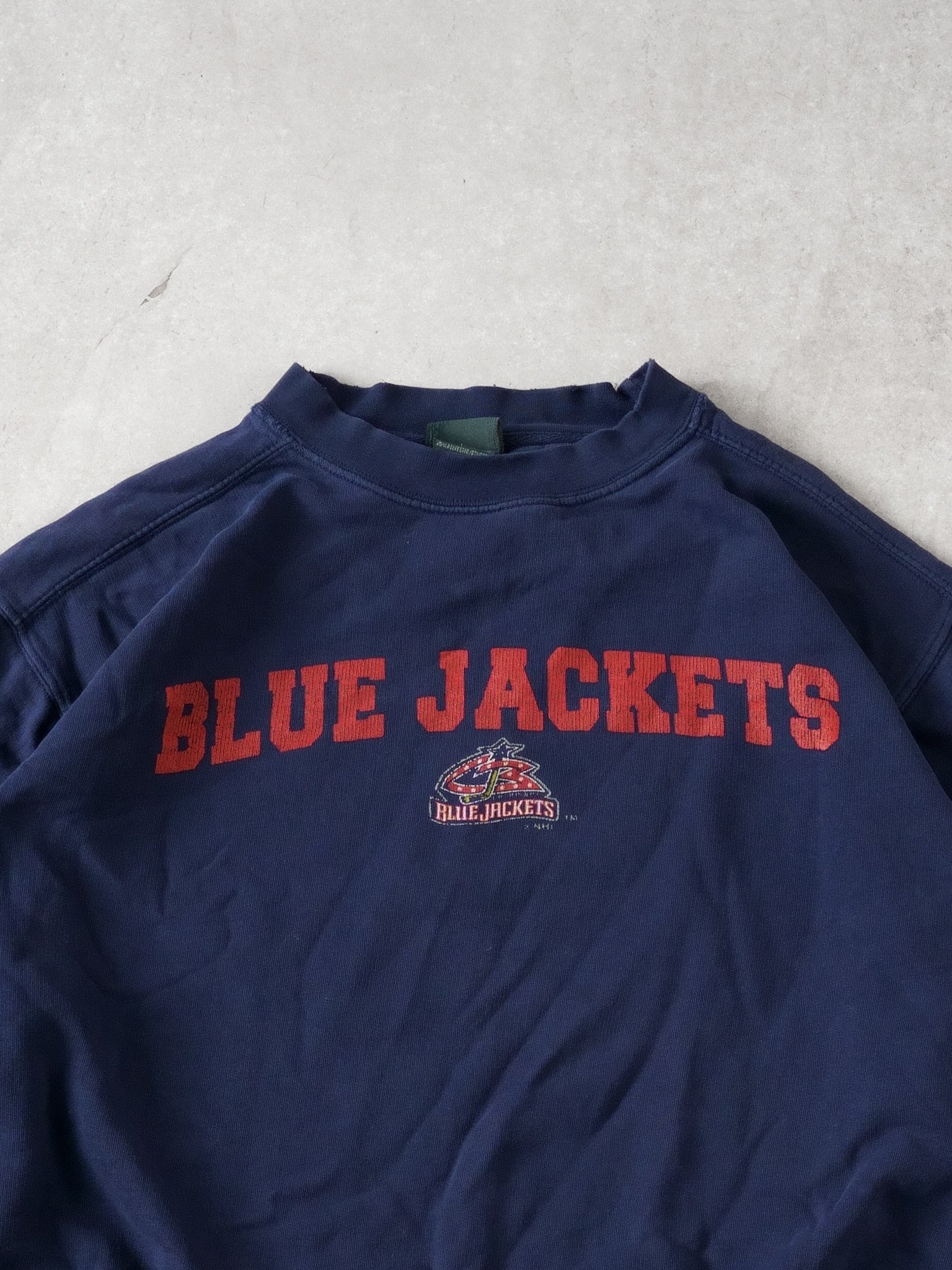 Vintage Navy Blue Rugged Columbus Blue Jackets Crewneck (L)