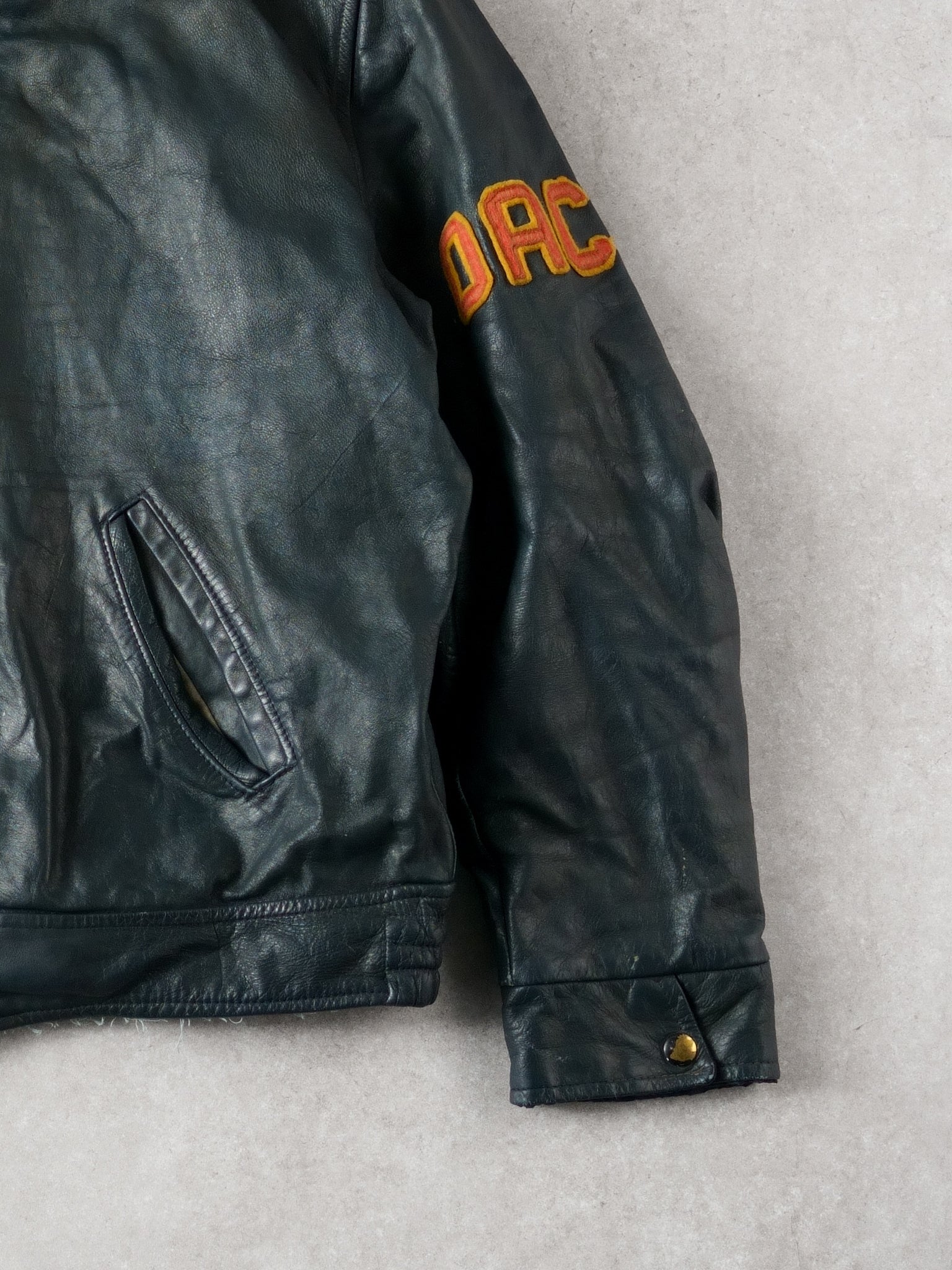 Vintage 78' Blue UNG Ontario Athletics Council #8 Leather Jacket (M)