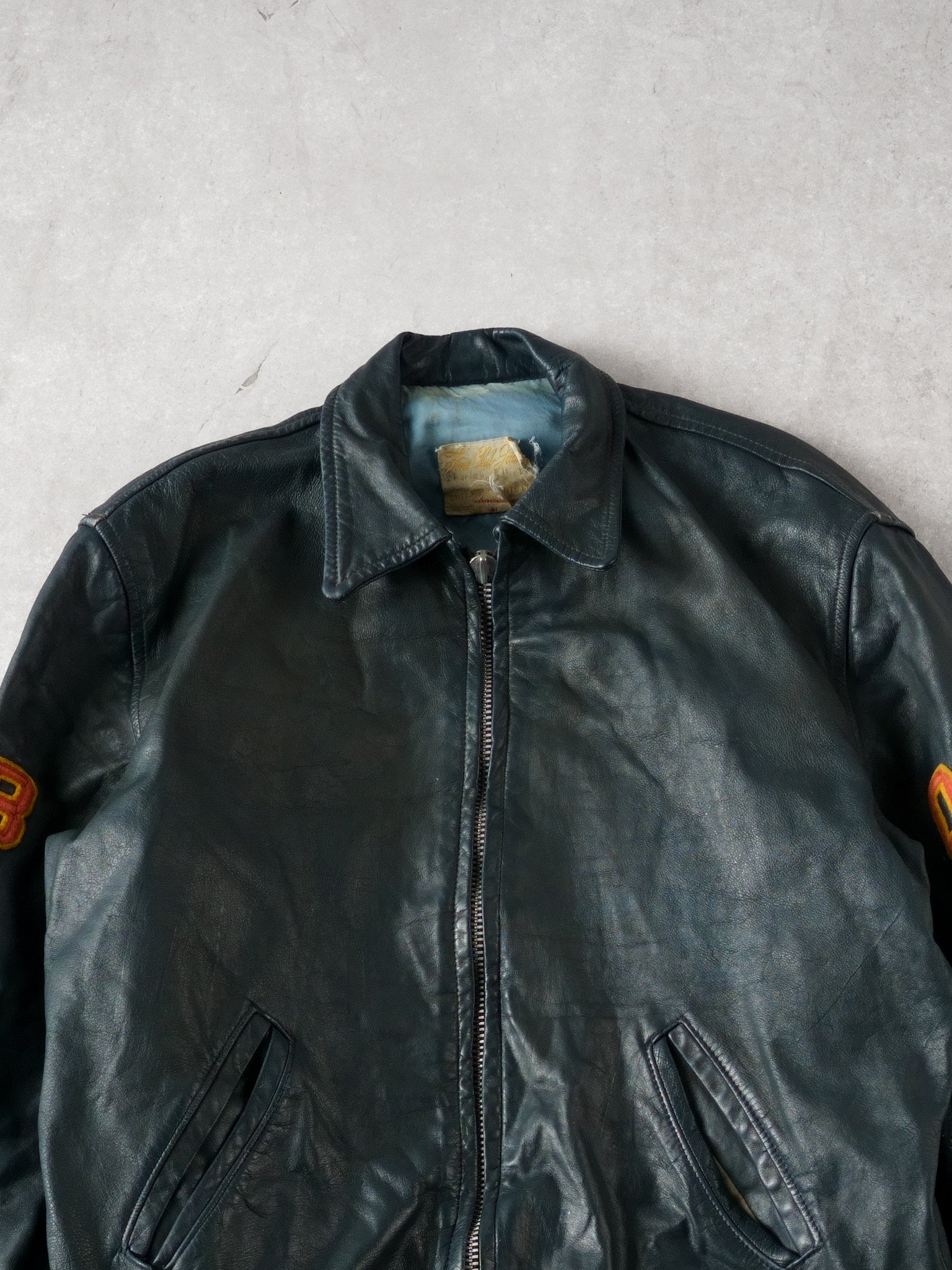Vintage 78' Blue UNG Ontario Athletics Council #8 Leather Jacket (M)