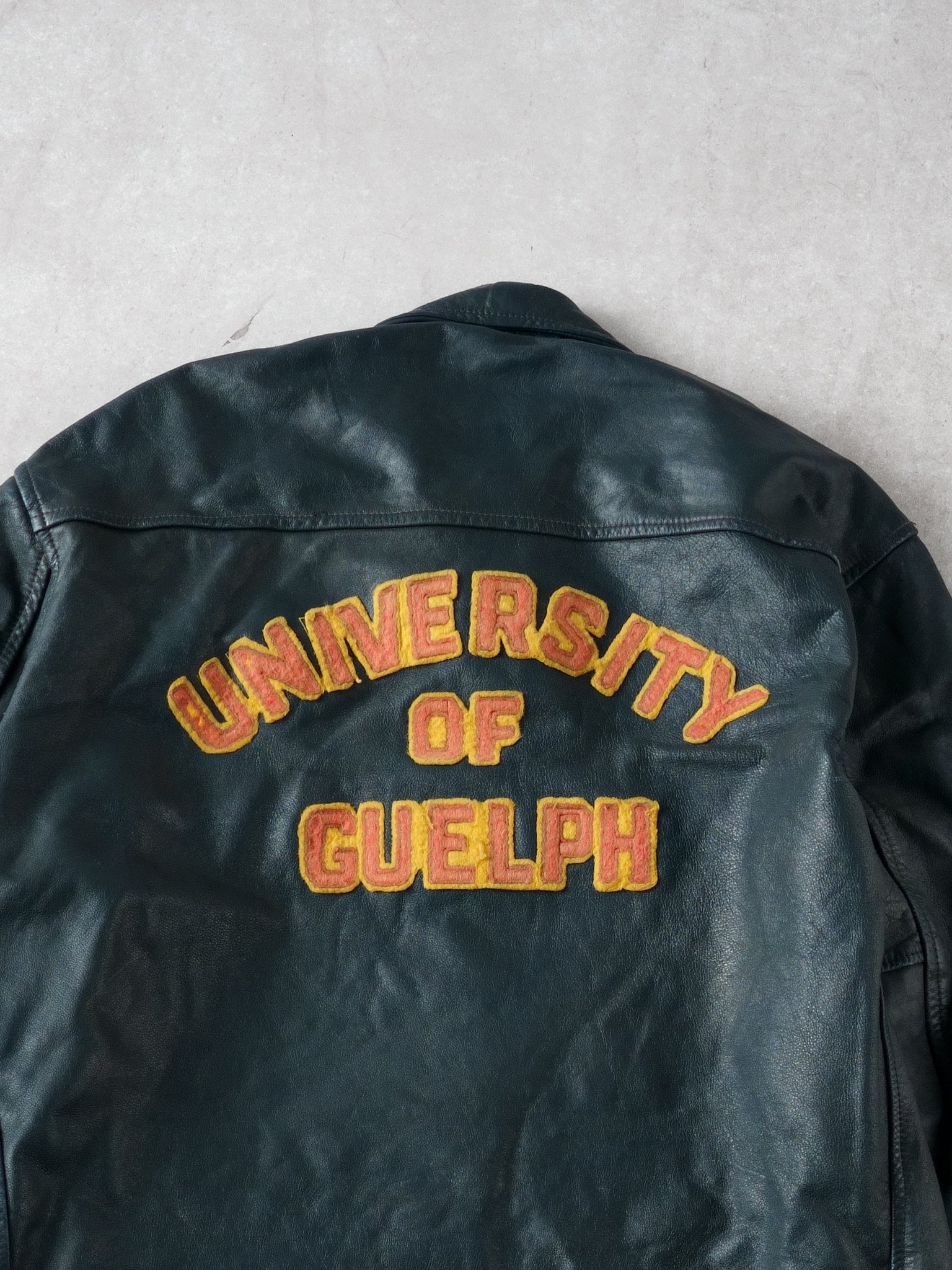 Vintage 78' Blue UNG Ontario Athletics Council #8 Leather Jacket (M)