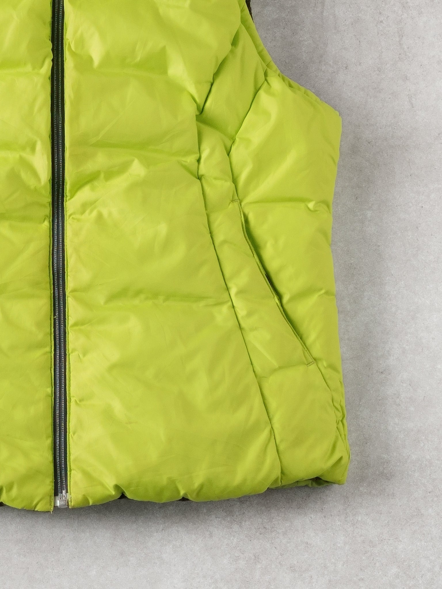 Vintage Y2k Moss & Lime Green Nike Reversible Nike Puffer Vest (M)