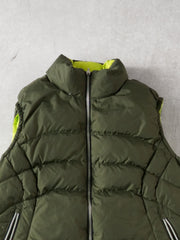 Vintage Y2k Moss & Lime Green Nike Reversible Nike Puffer Vest (M)