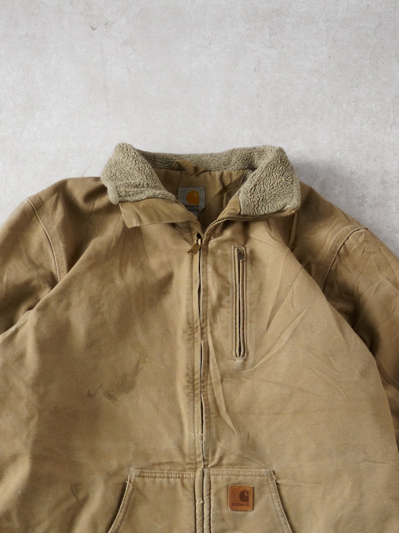 Vintage 90s Khaki Carhartt Sherpa Lined Workwear Jacket (M/L)