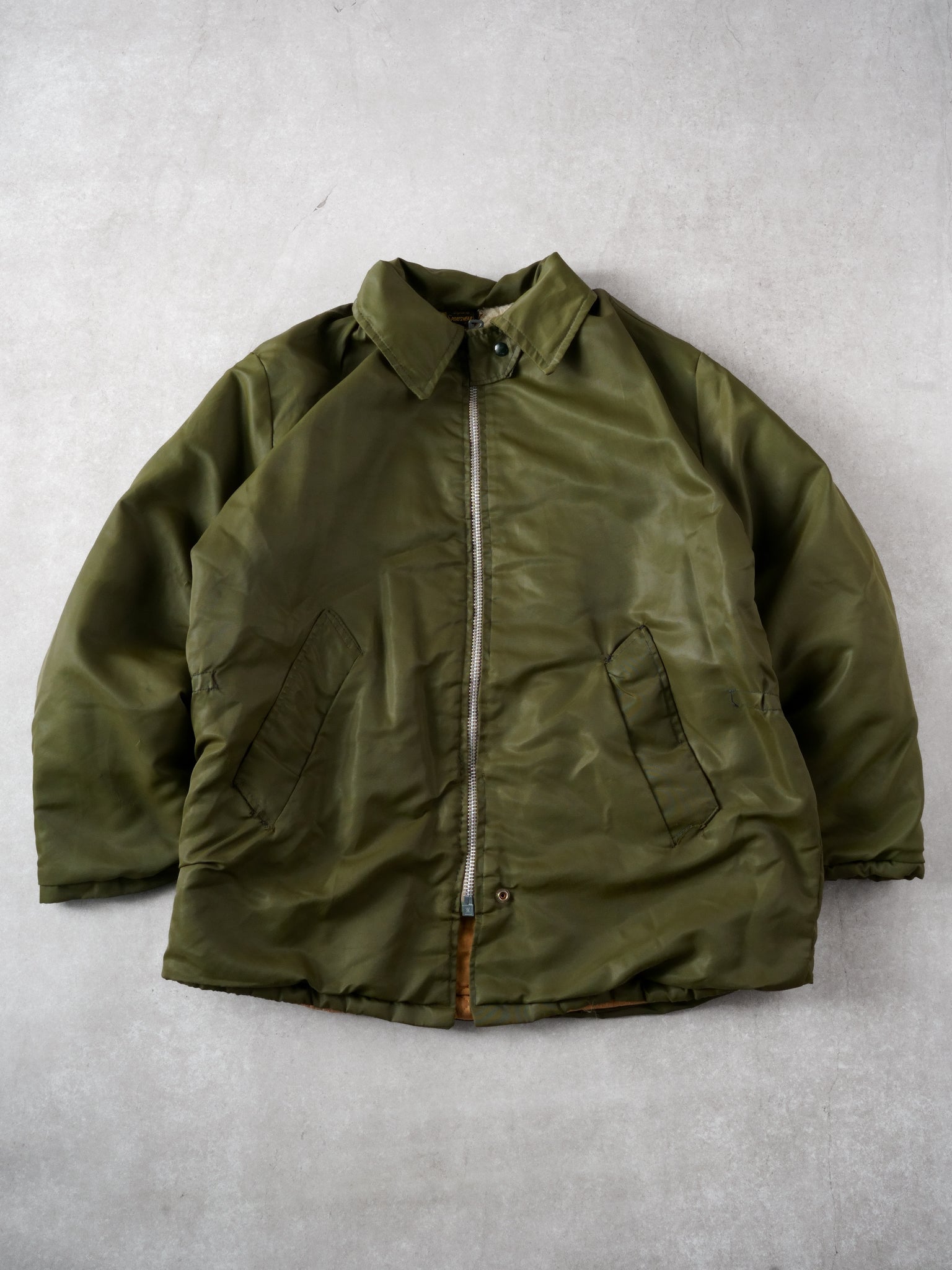 Vintage 90s Green Army Insulated Quilted Jacket (L)