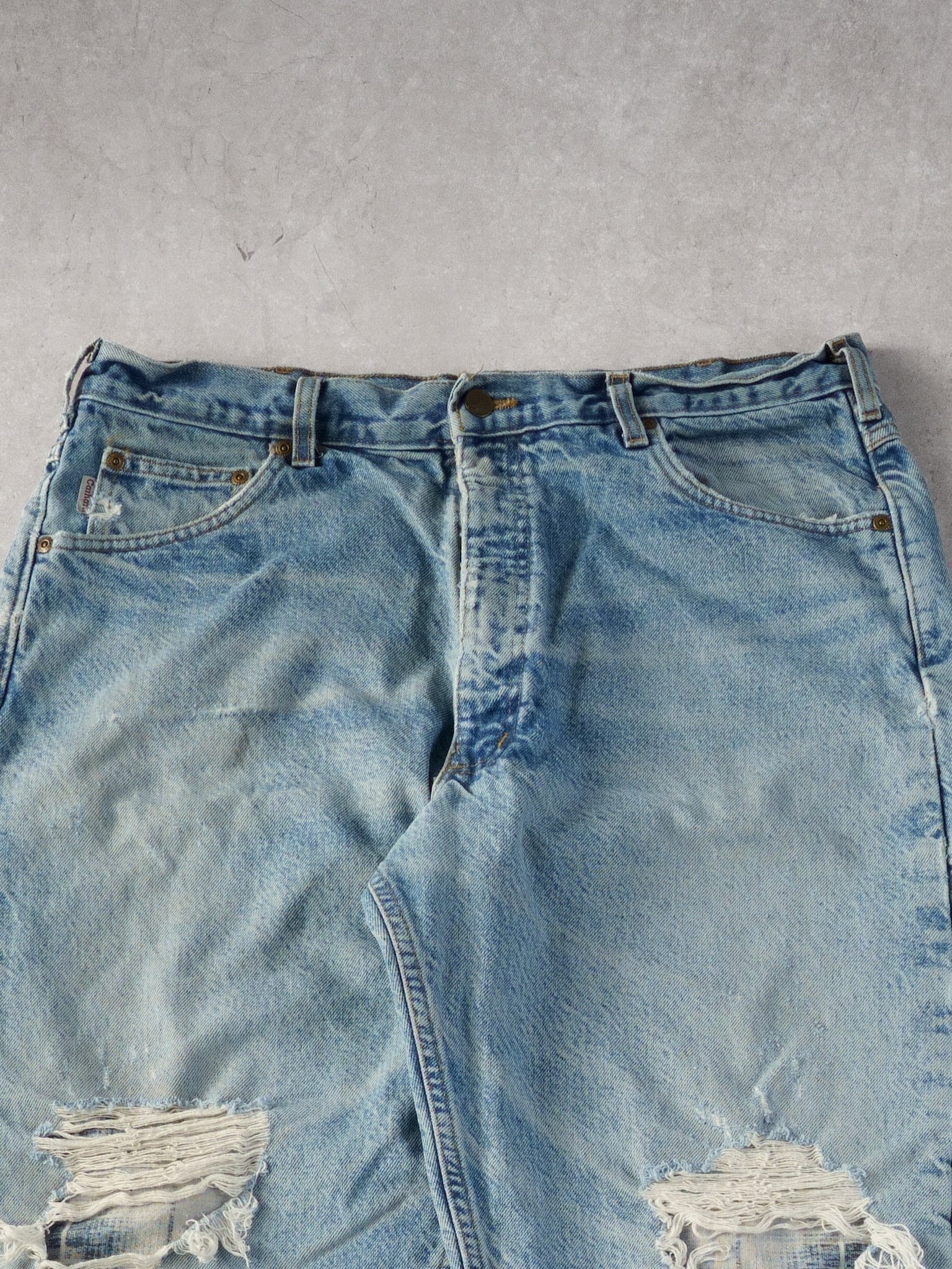 Vintage 90s Light Blue Carhartt Distressed Lined Denim Jeans (38x34)