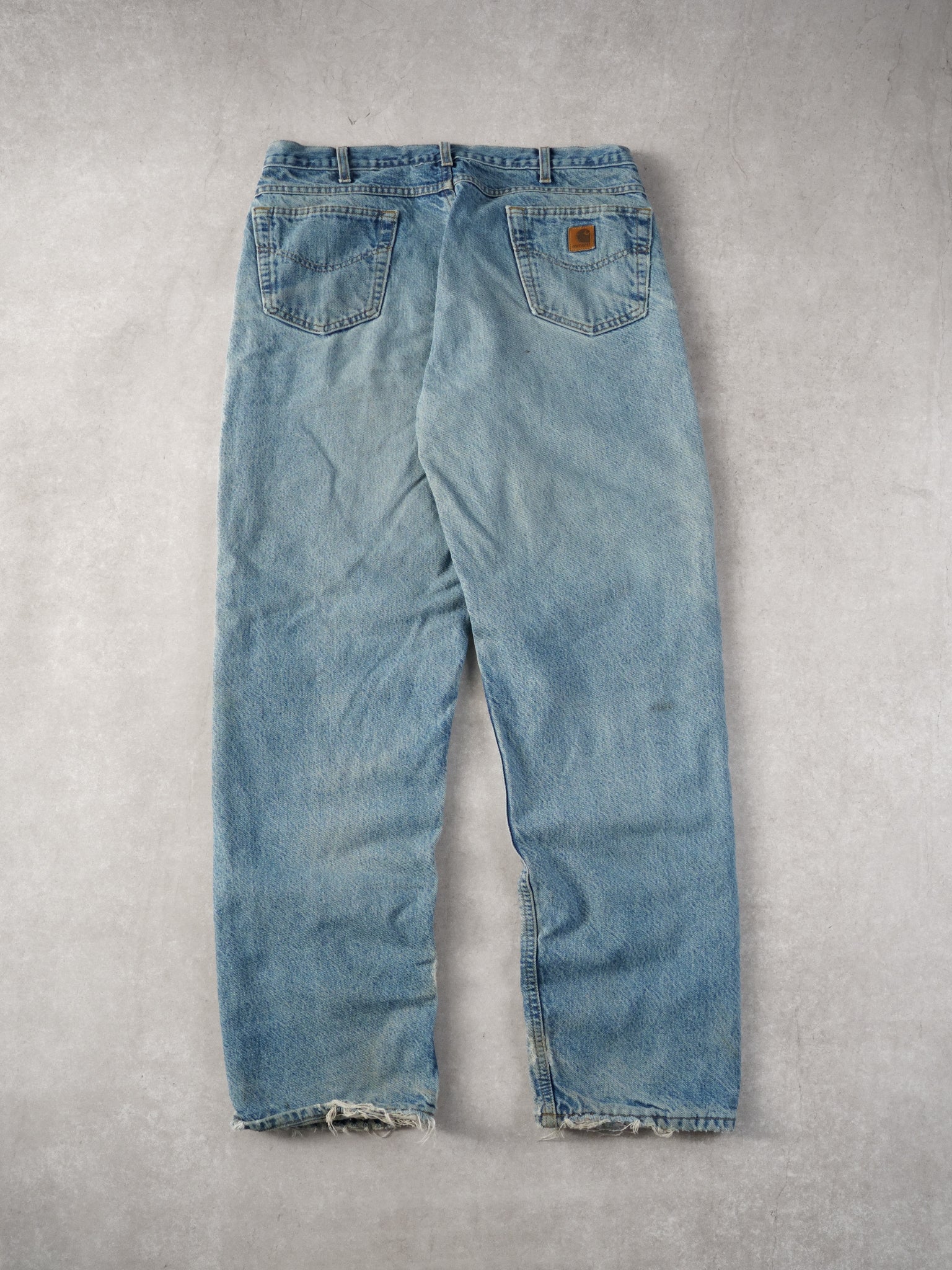 Vintage 90s Light Blue Carhartt Distressed Lined Denim Jeans (38x34)