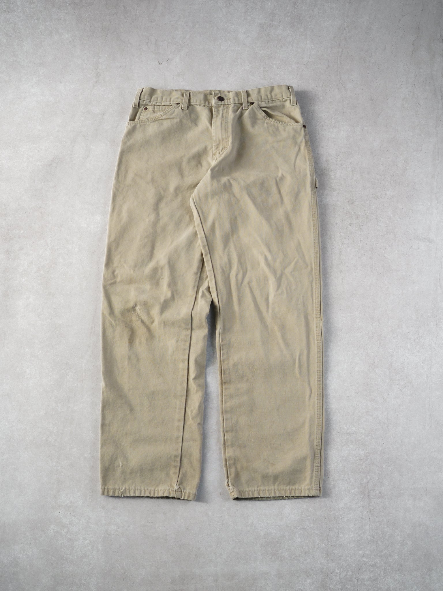 Vintage 90s Beige Dickies Dungeree Fit Carpenter Pants (34x32)