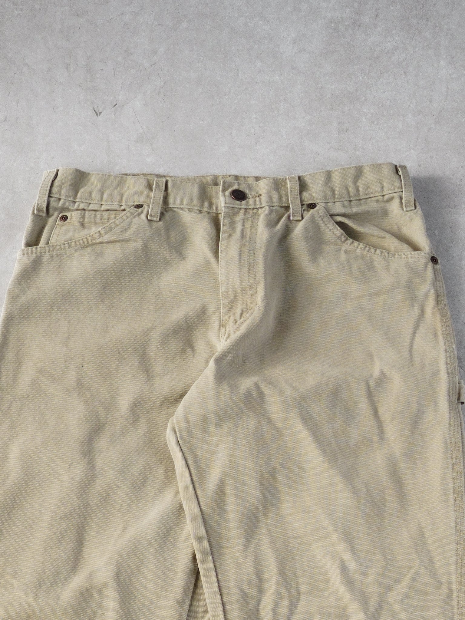 Vintage 90s Beige Dickies Dungeree Fit Carpenter Pants (34x32)