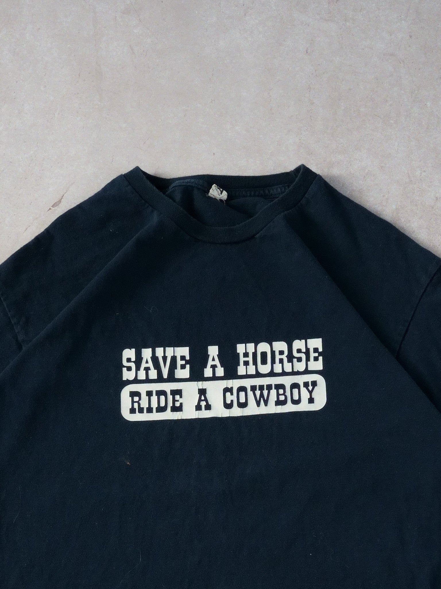 Vintage 90s Navy Blue "Save A Horse, Ride A Cowboy" Tee (M)