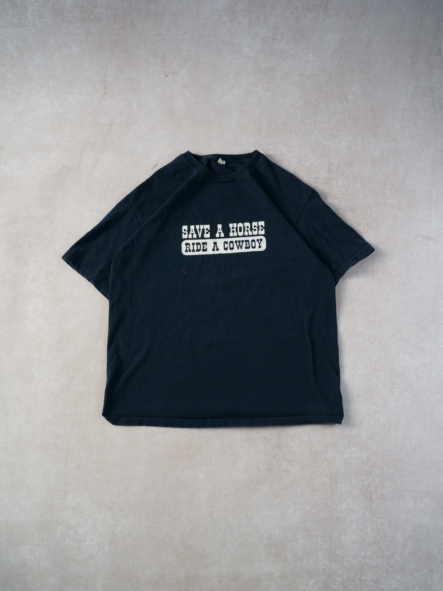 Vintage 90s Navy Blue "Save A Horse, Ride A Cowboy" Tee (M)