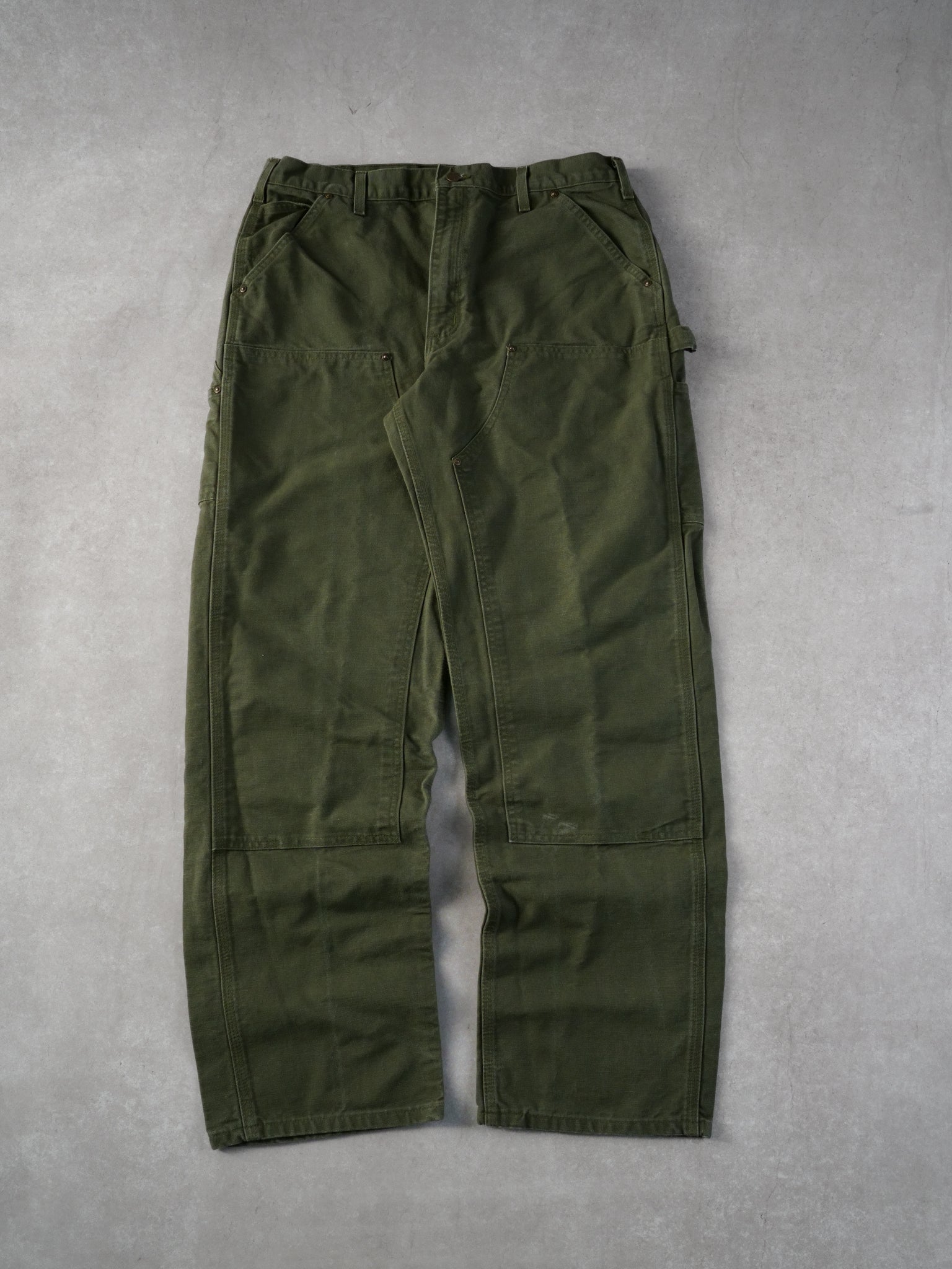 Vintage 90s Sage Green Carhartt Double Knee Carpenter Pants (36x34)