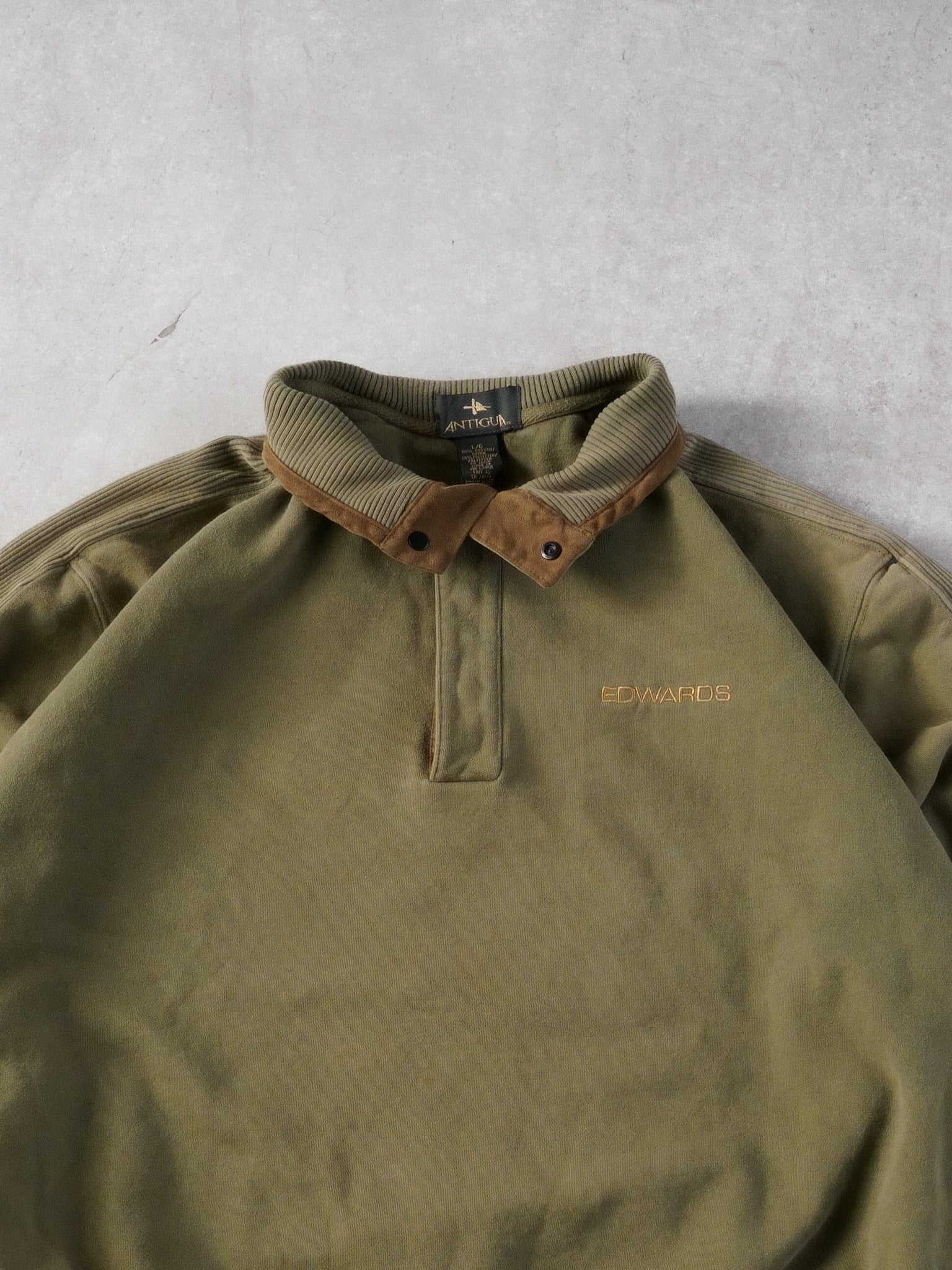 Vintage 90s Moss Green Edwards Antiqua Collared Button Up (L/XL)