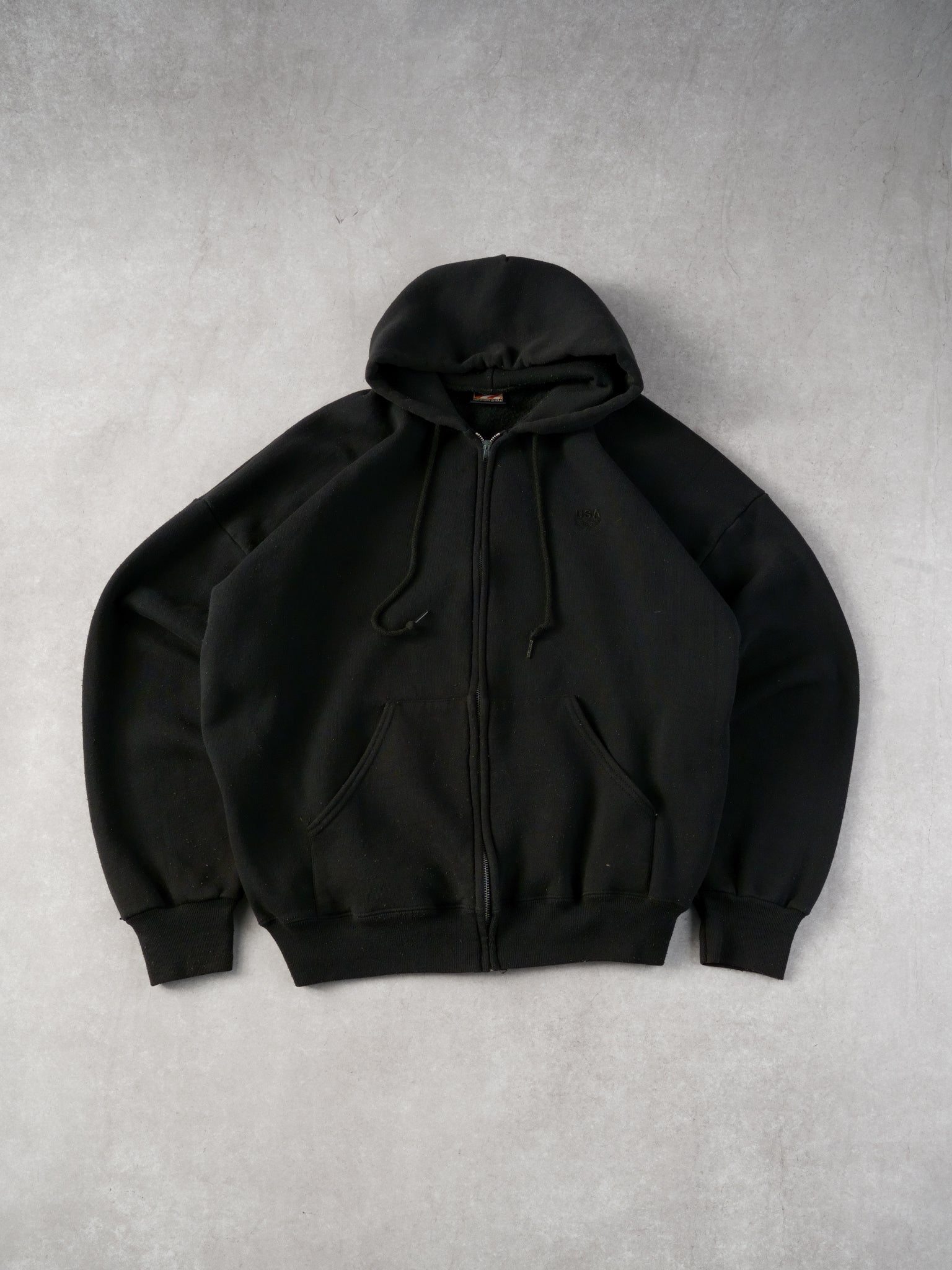 Vintage 90s Black USA Olympics Zipup Hoodie (XL/XXL)
