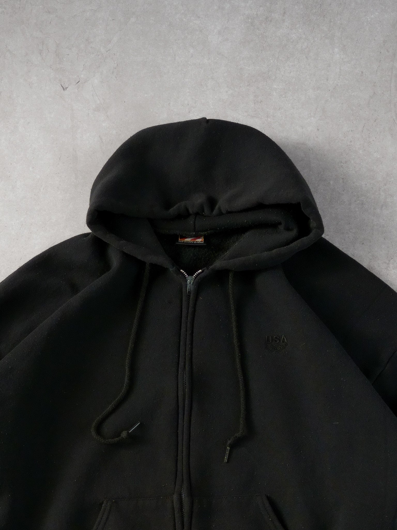 Vintage 90s Black USA Olympics Zipup Hoodie (XL/XXL)