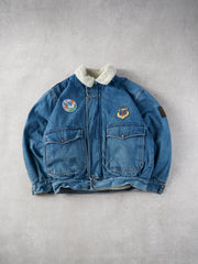 Vintage 80s Blue Mash Denim Sherpa Jacket (L)