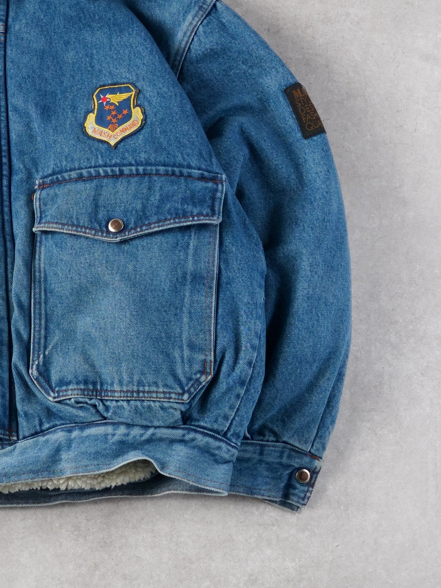 Vintage 80s Blue Mash Denim Sherpa Jacket (L)