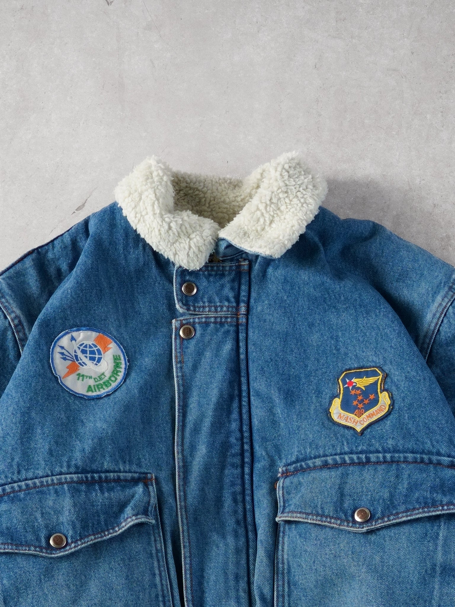 Vintage 80s Blue Mash Denim Sherpa Jacket (L)