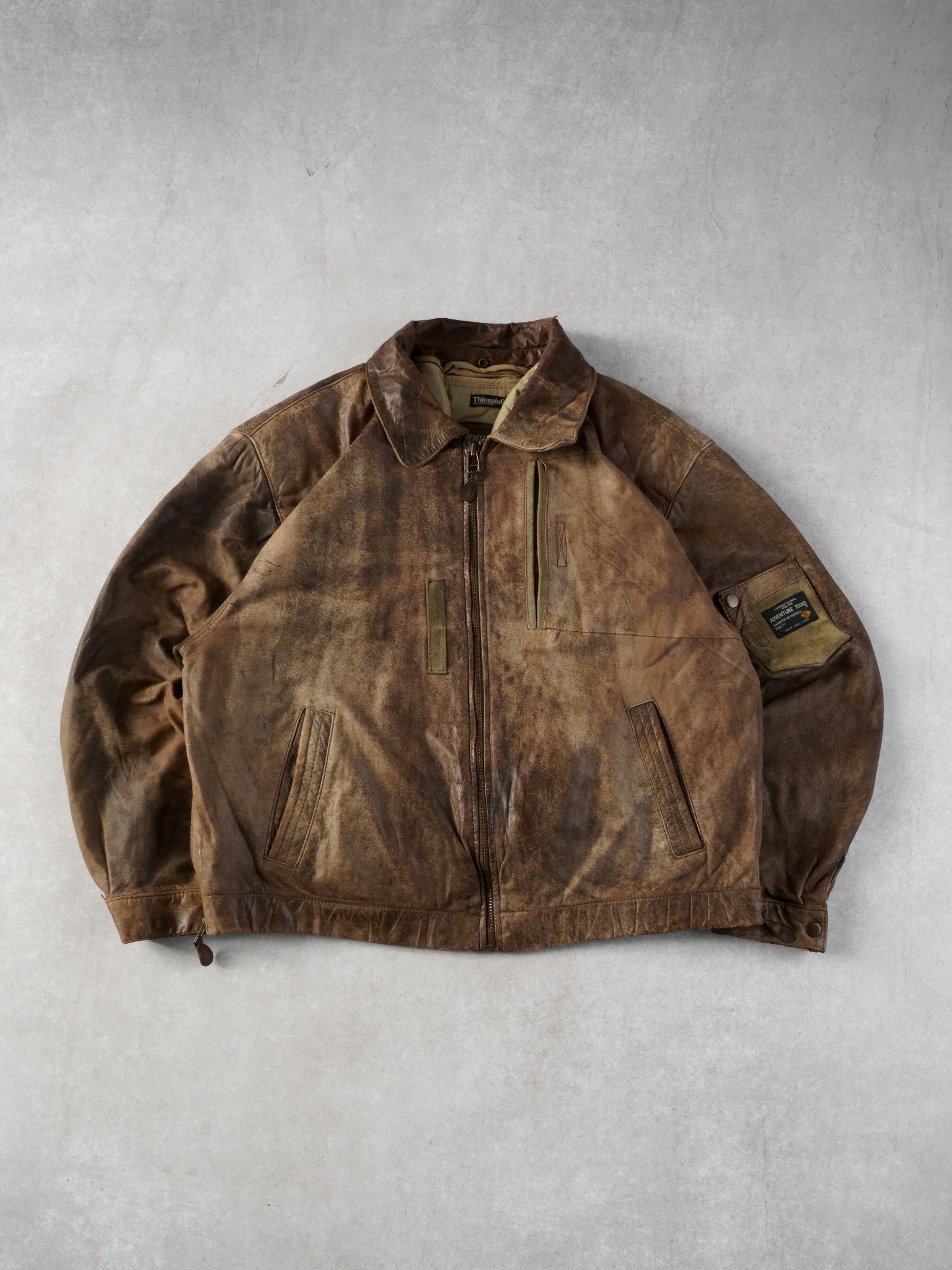 Vintage 90s Brown Adventure Bound Collared Leather Jacket (L)