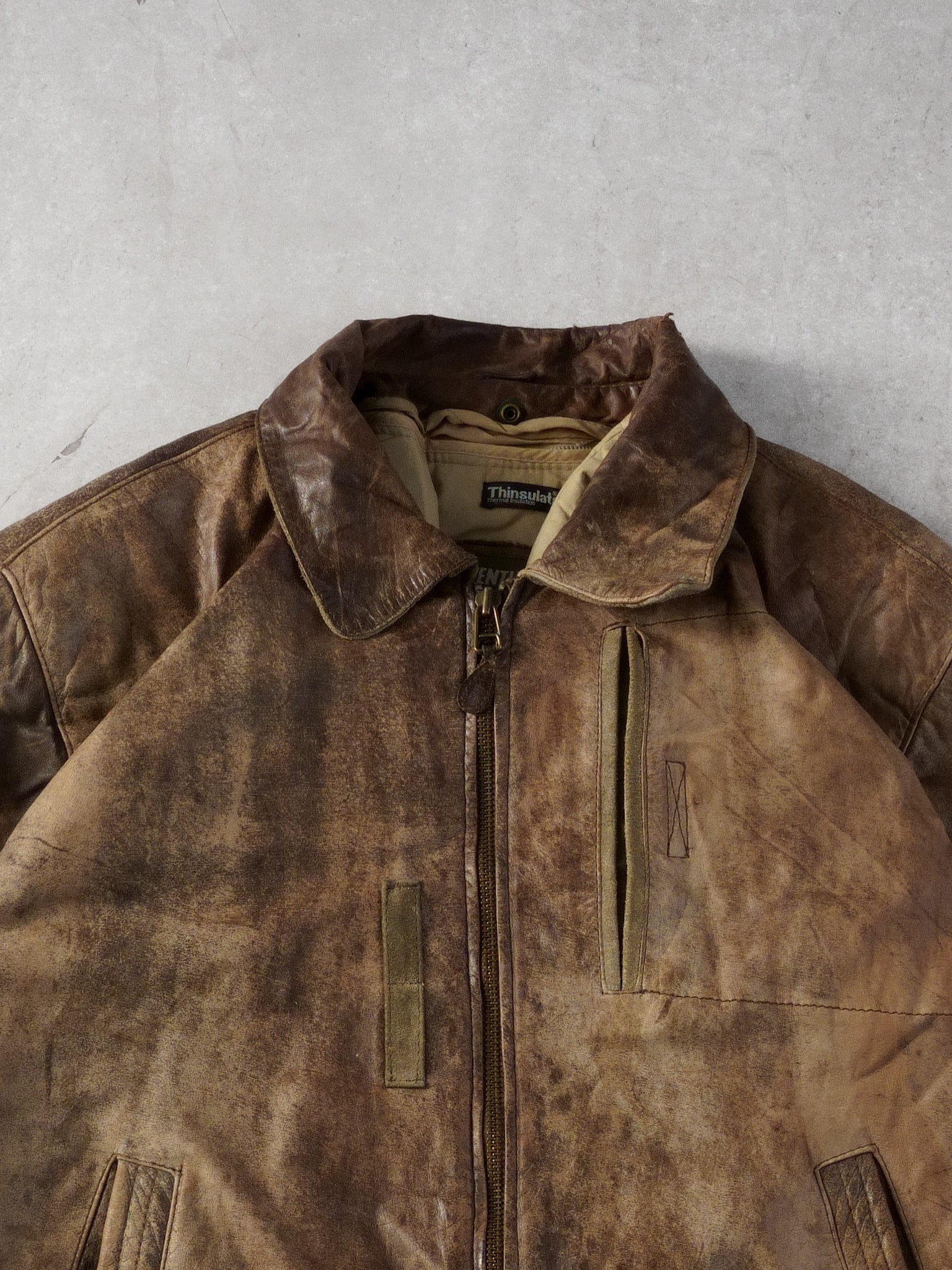 Vintage 90s Brown Adventure Bound Collared Leather Jacket (L)