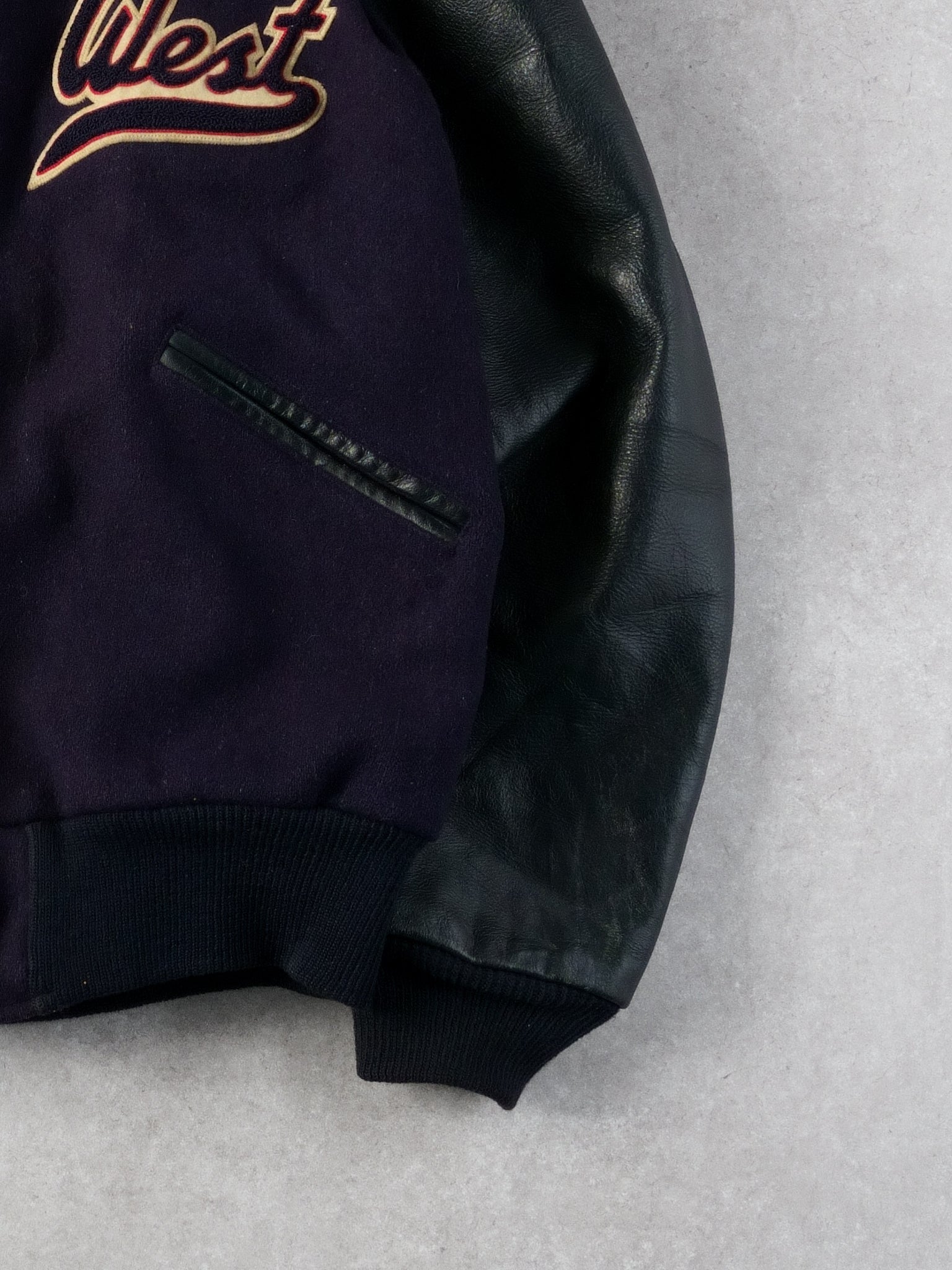 Vintage 70s Navy Blue West Steichens Varsity Jacket (M)