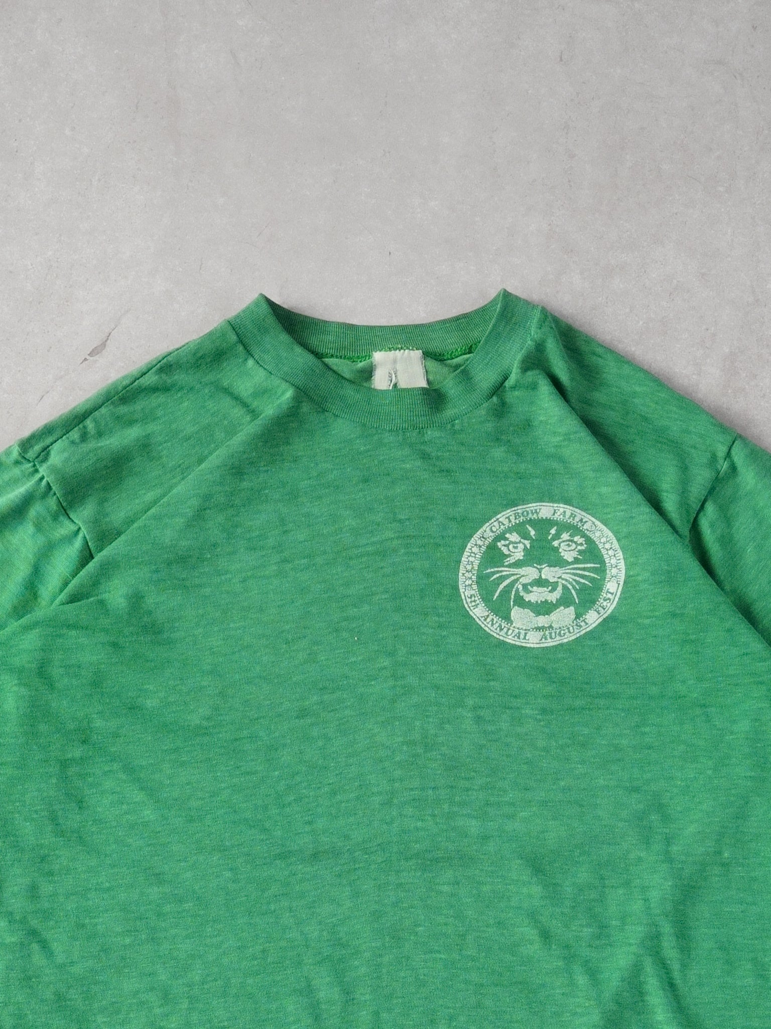 Vintage 80s Green Catbow Farm Single Stitch Tee (S)