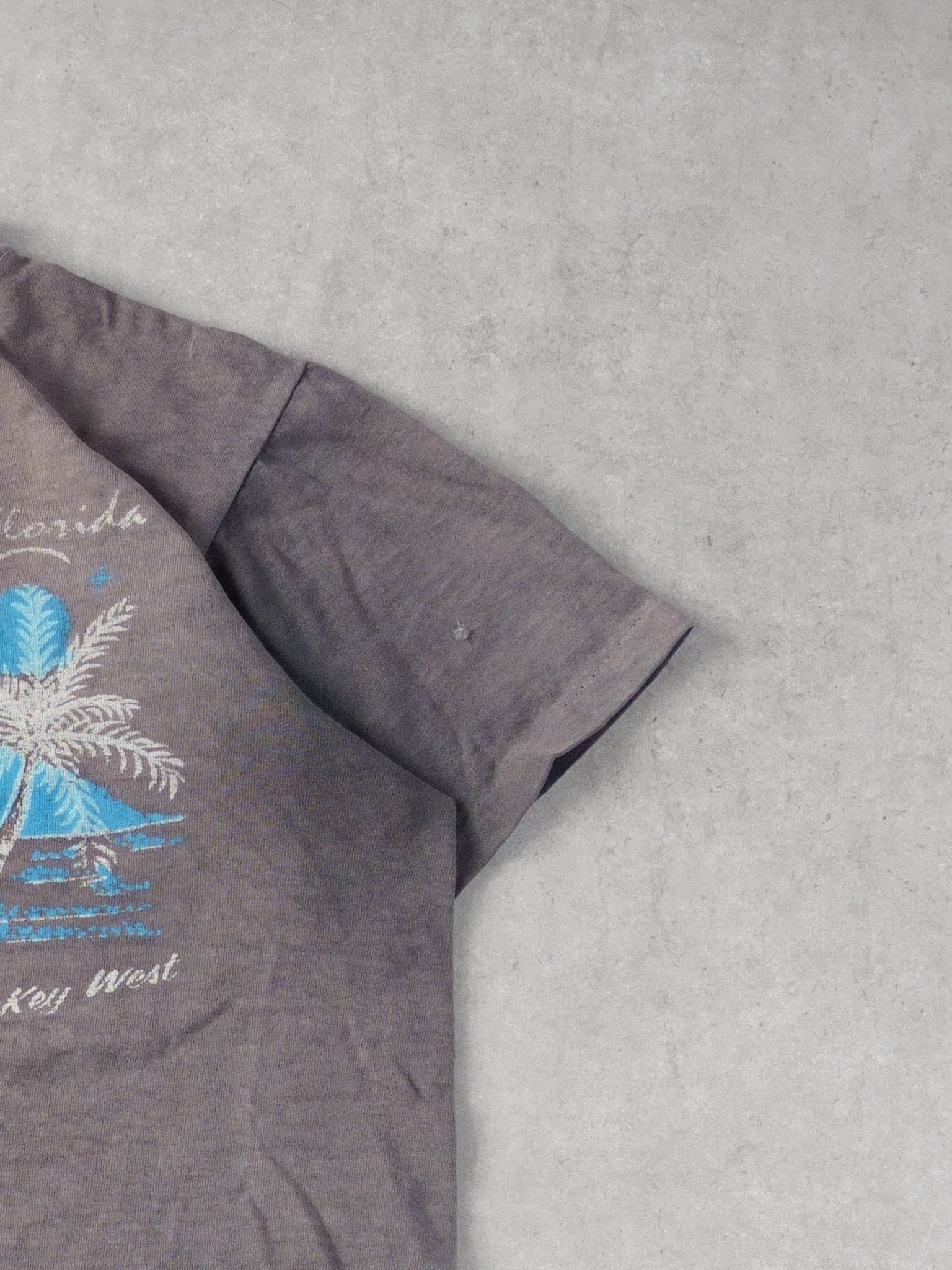 Vintage 80s Washed Grey Palm Beach Single Stitch Tee (M)