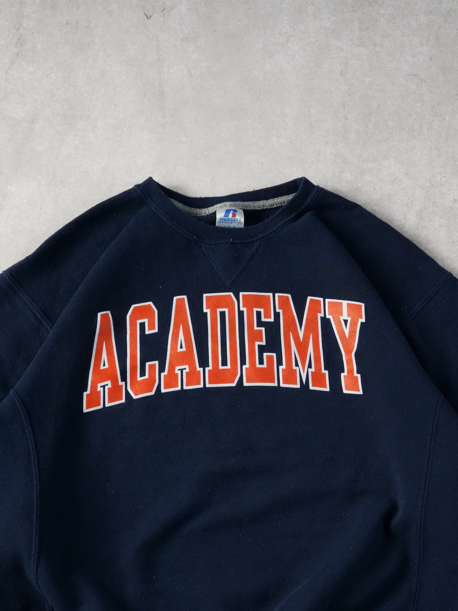 Vintage 90s Navy Blue Academy x Russell Athletics Crewneck (L)