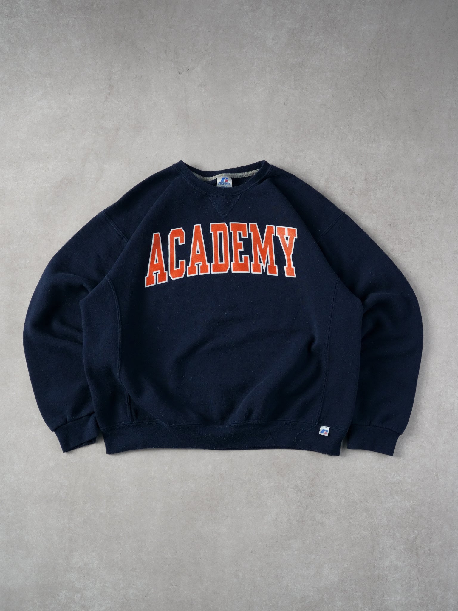Vintage 90s Navy Blue Academy x Russell Athletics Crewneck (L)