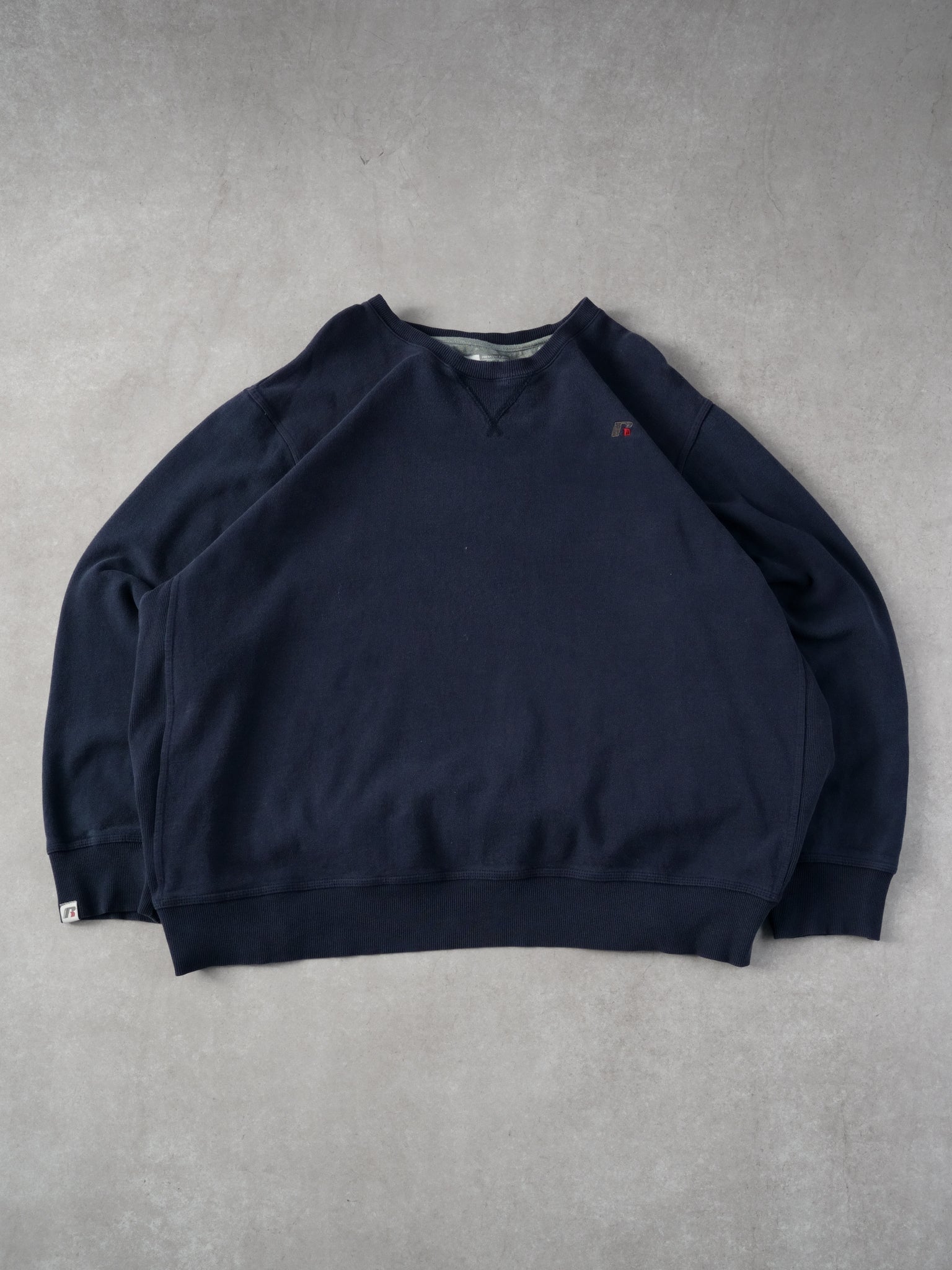 Vintage 90s Navy Blue Russell Athletics Blank Crewneck (XXXL)