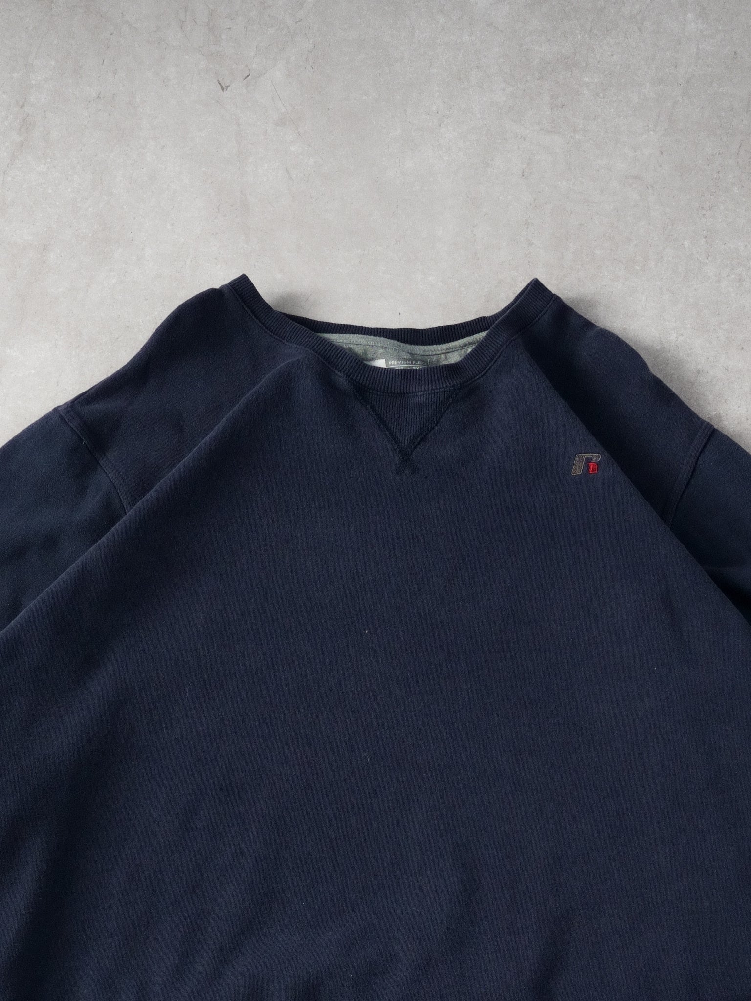 Vintage 90s Navy Blue Russell Athletics Blank Crewneck (XXXL)