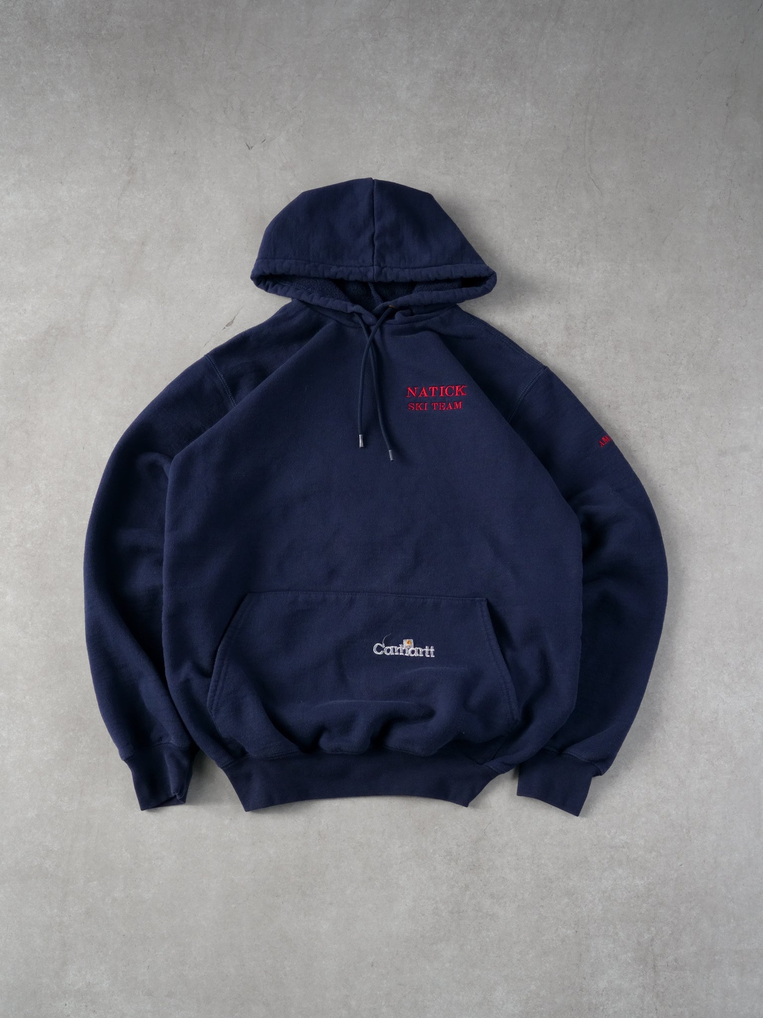 Vintage 90s Navy Blue Carhartt Natick Skii Team Hoodie (M)