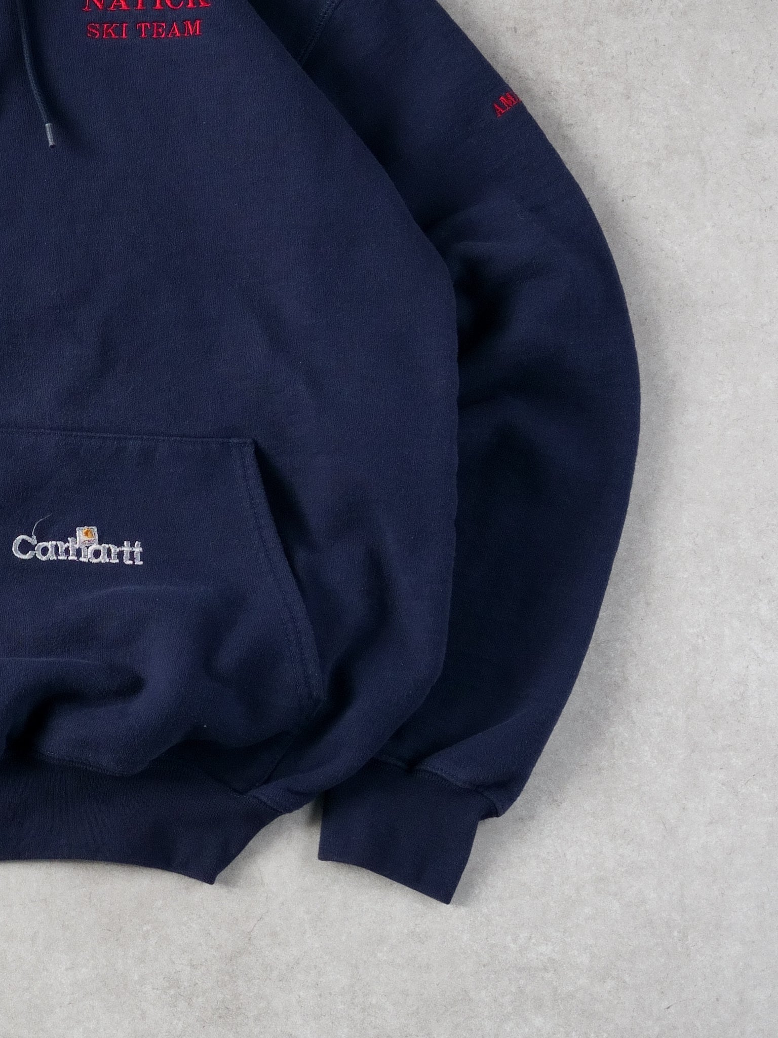 Vintage 90s Navy Blue Carhartt Natick Skii Team Hoodie (M)
