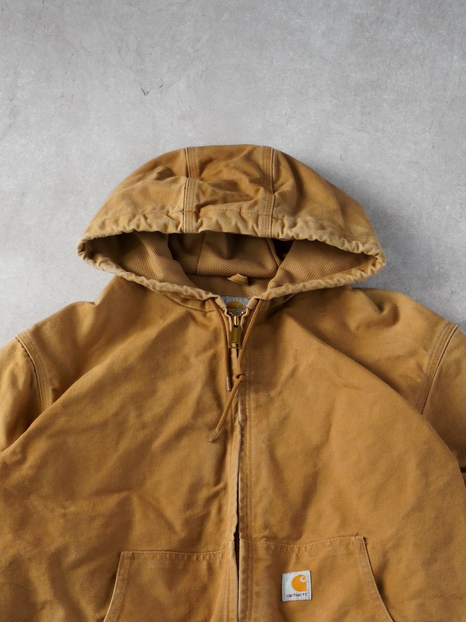 Vintage 90s Khaki Carhartt Workwear Hooded Jacket (XL)