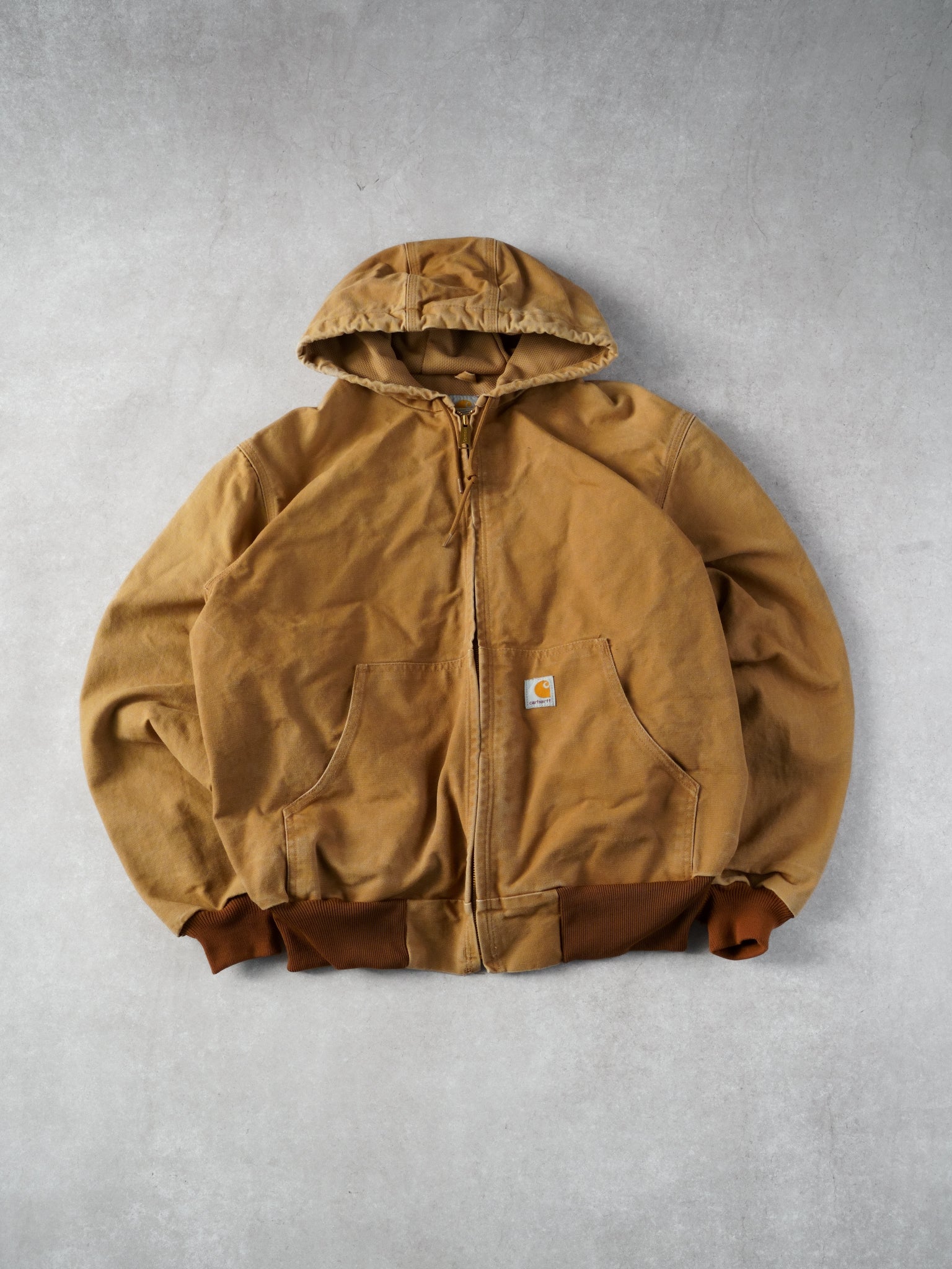 Vintage 90s Khaki Carhartt Workwear Hooded Jacket (XL)