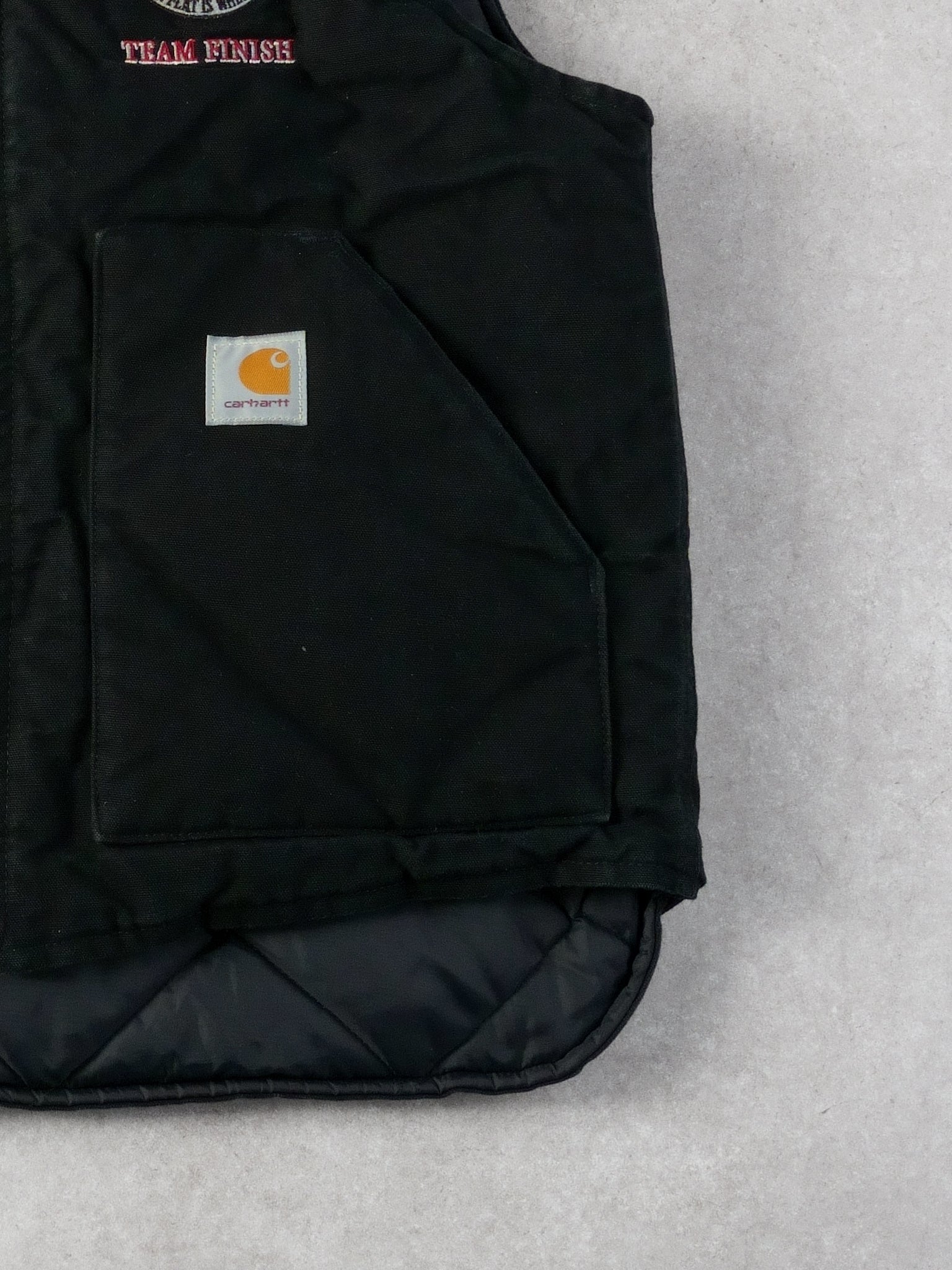 Vintage 90s Black Carhartt Concrete Floors Co Vest (M)