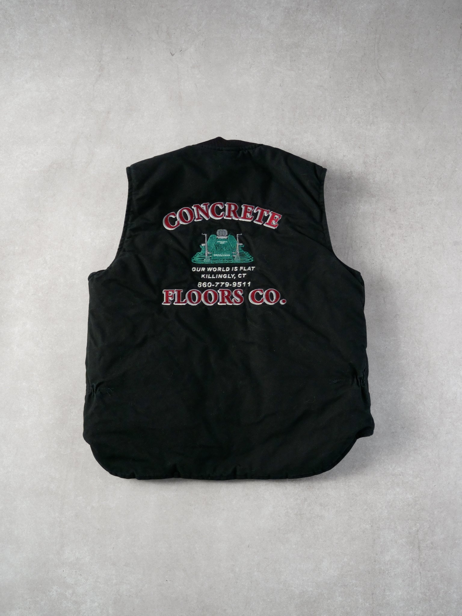 Vintage 90s Black Carhartt Concrete Floors Co Vest (M)