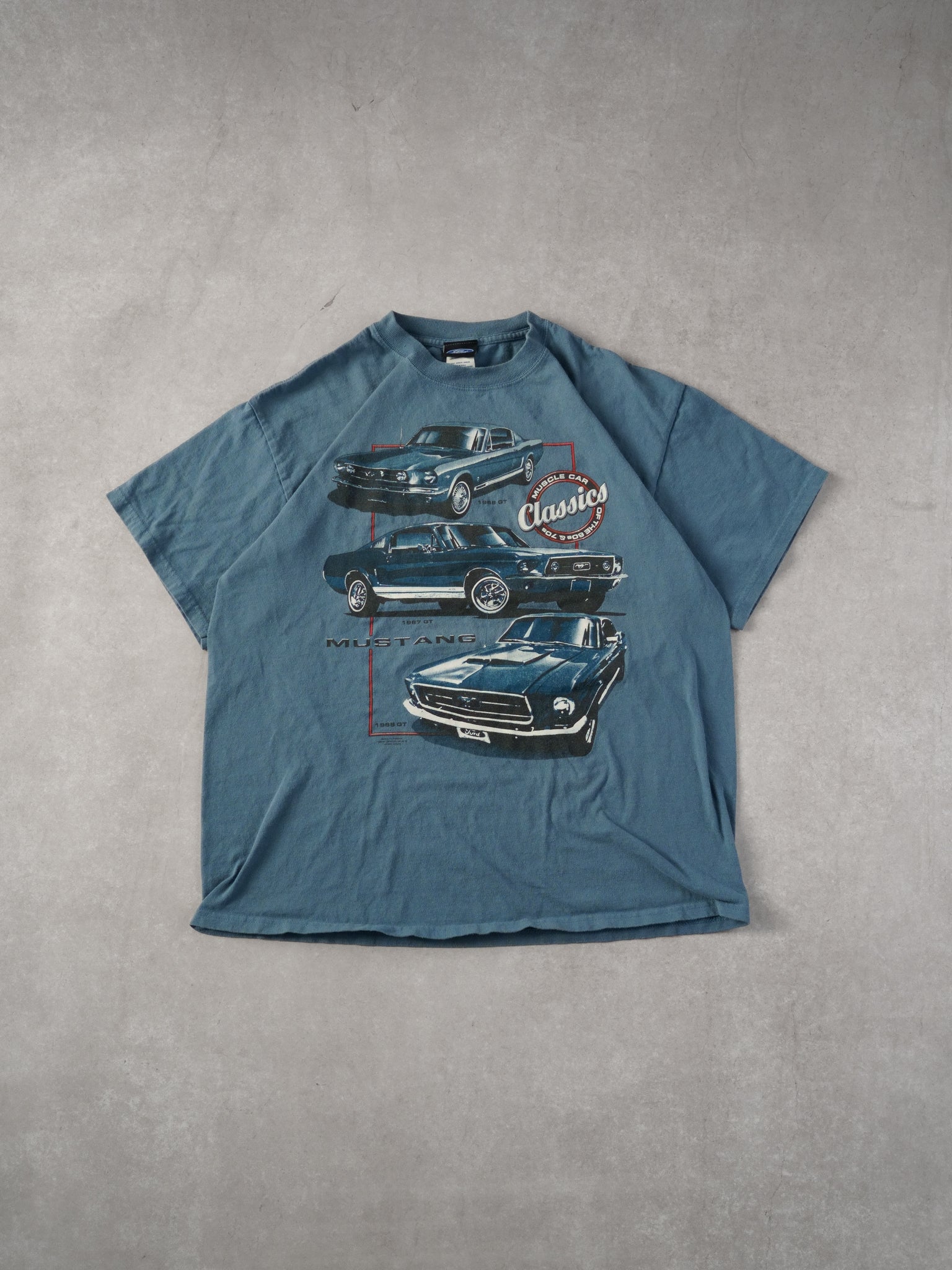 Vintage 90s Powder Blue Mustang Classic Graphic Tee (M)