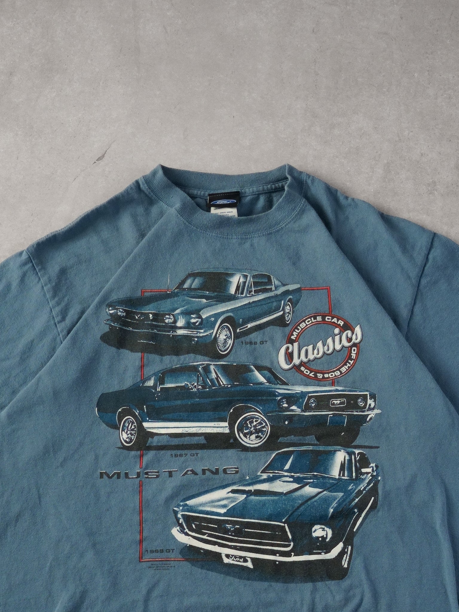 Vintage 90s Powder Blue Mustang Classic Graphic Tee (M)